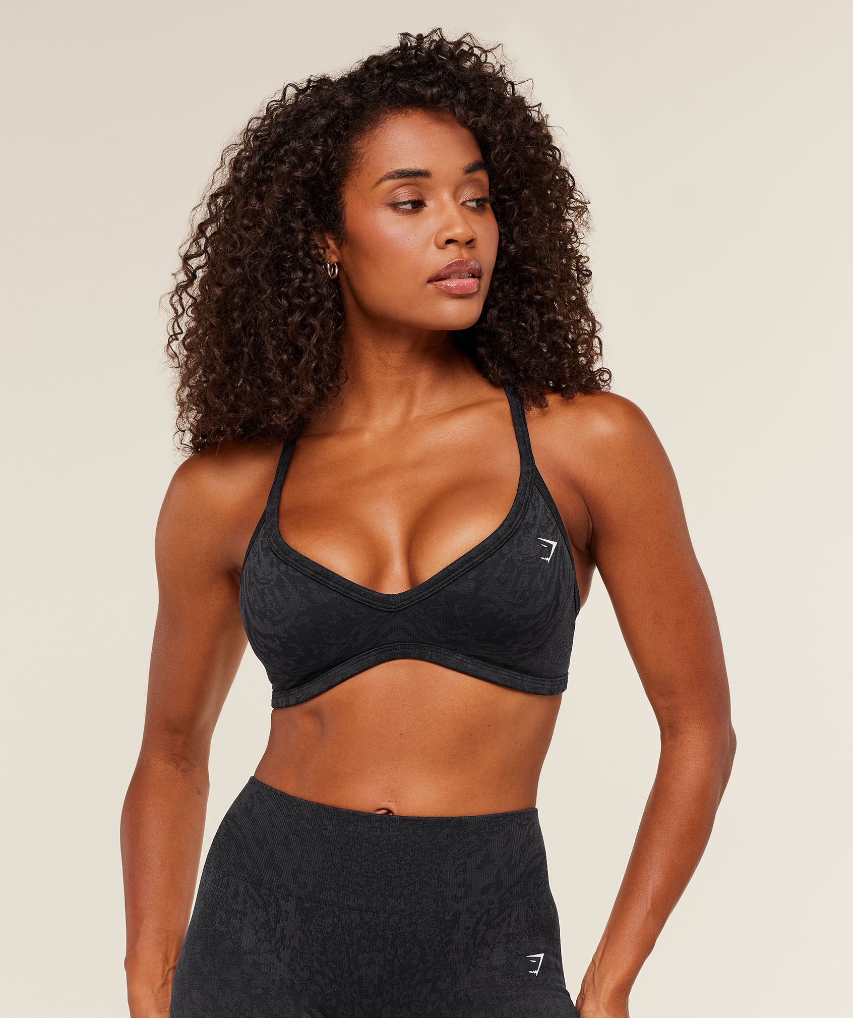 Gymshark Adapt Animal Sports Bra - Black/Asphalt Grey
