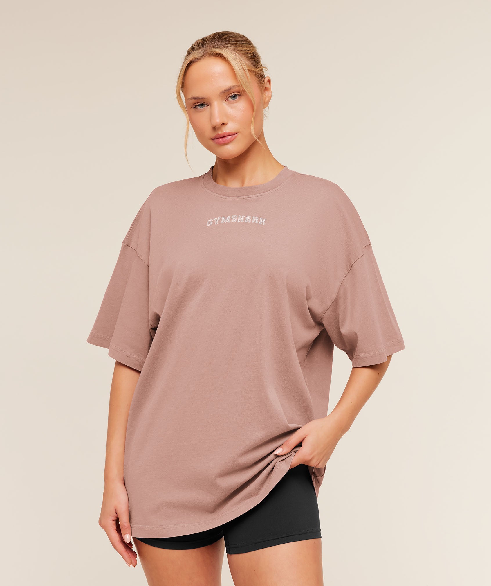 Gymshark Chainstitch Graphic Short Sleeve T-Shirt - Chestnut Pink/Wash