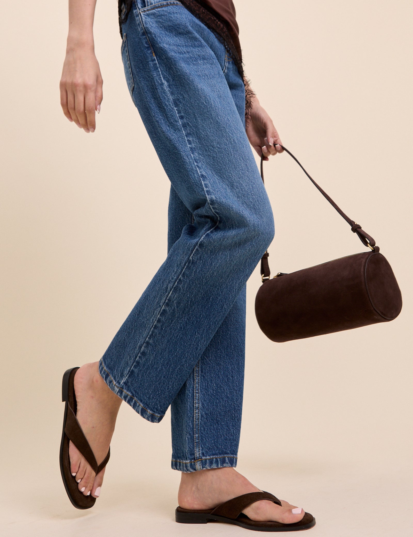 Brown Suede Flip Flops