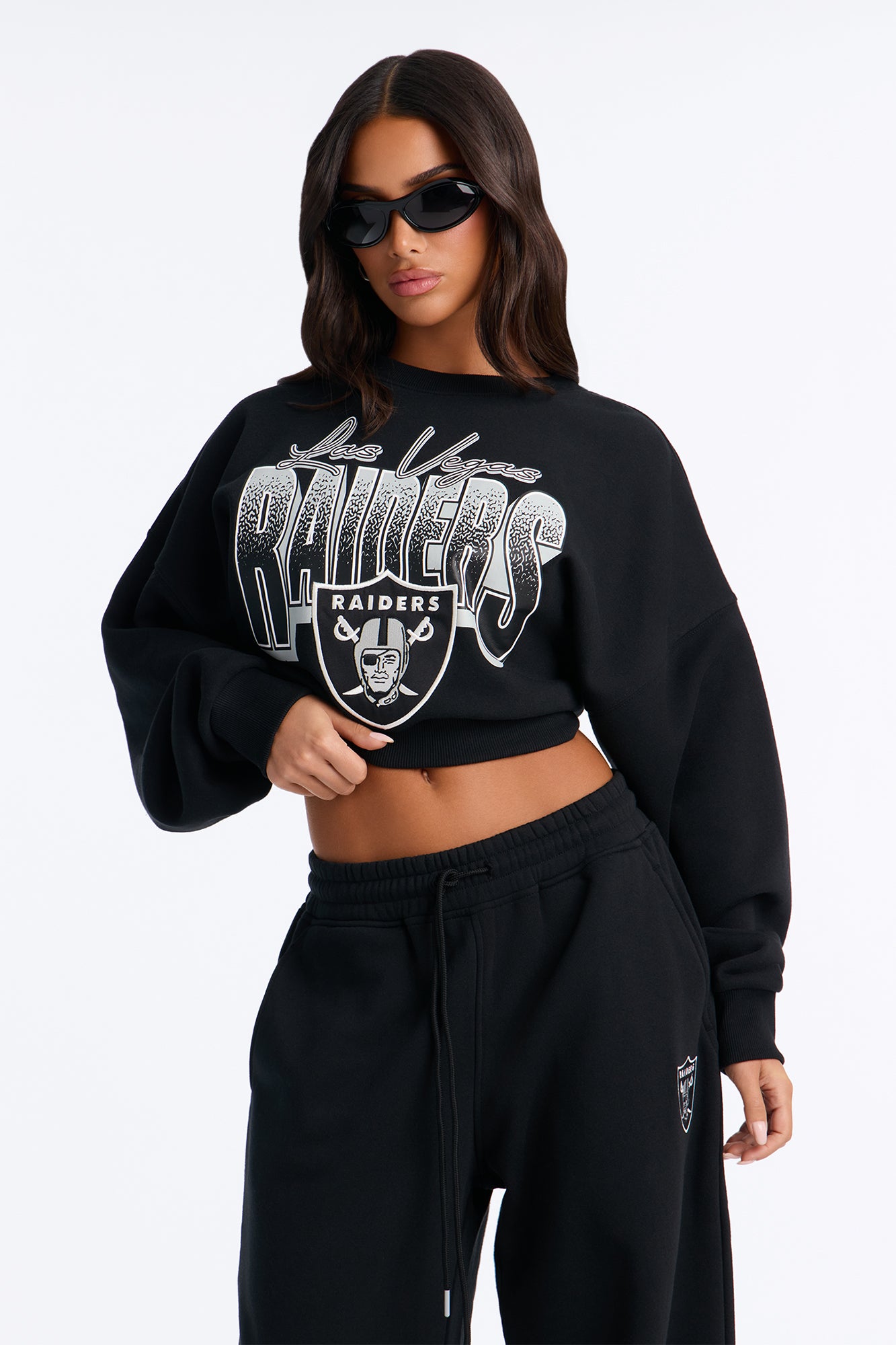 NFL Raiders Curved Hem Sweatshirt - Black