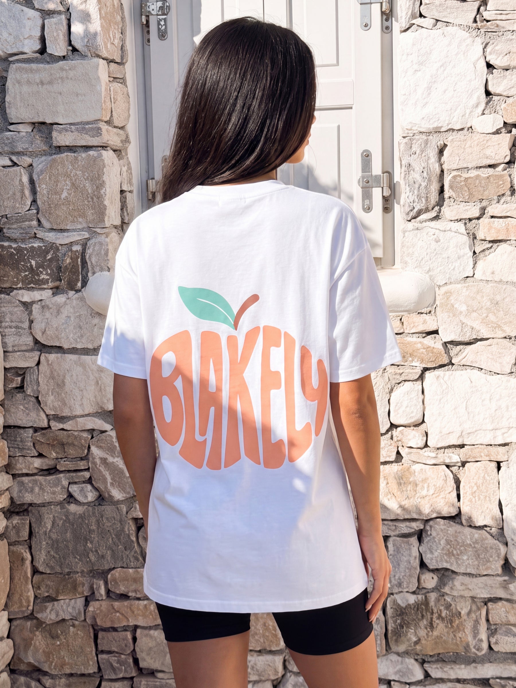 Peach Bubble Print Oversized T-Shirt - White