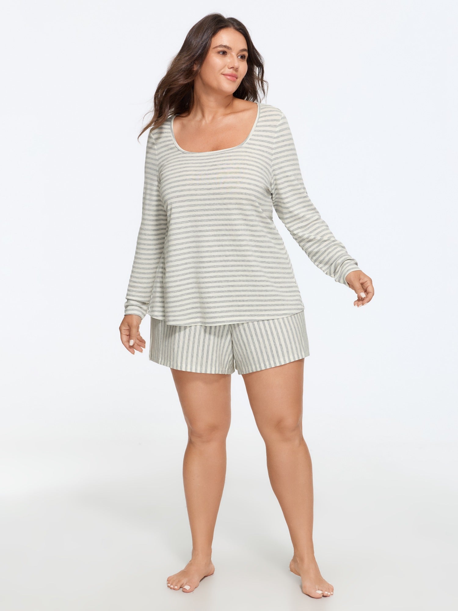 Supersoft Stretch Striped U Neck Pajama Set