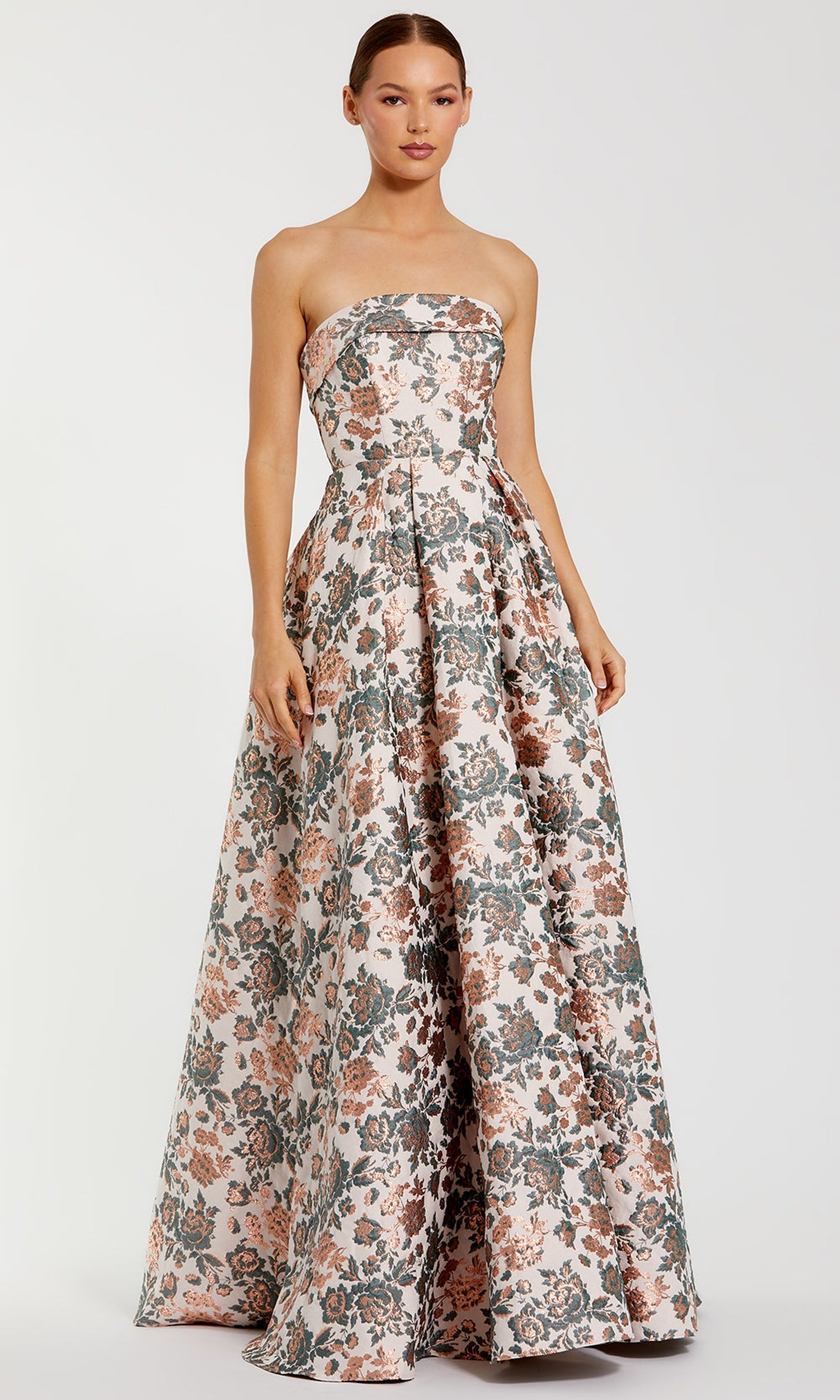 Mac Duggal 68945 - Floral Brocade Pleated Ballgown