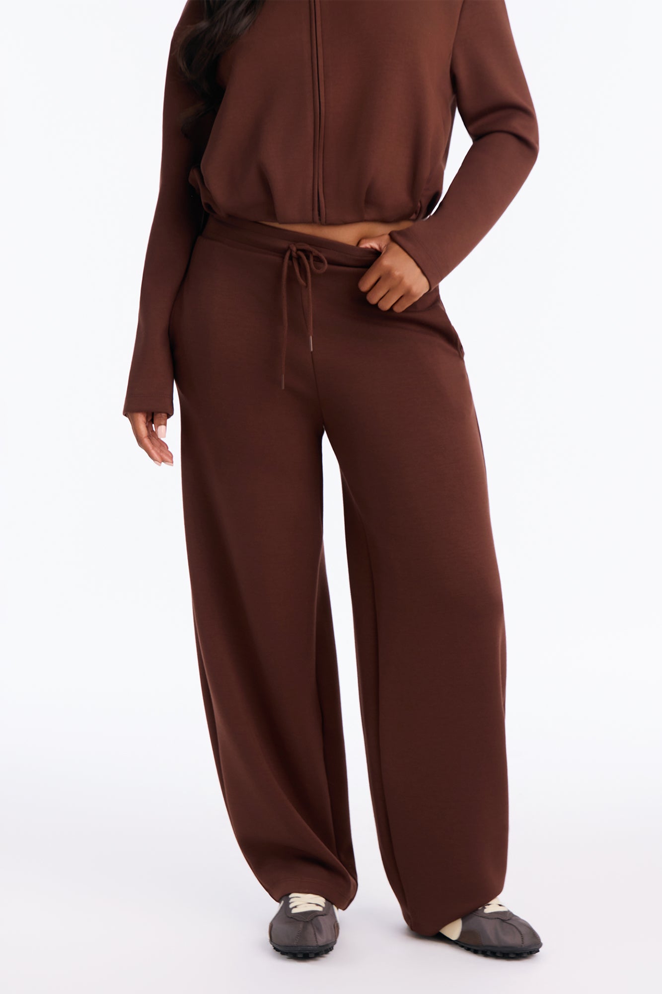 Bella Scuba Barrel Leg Lounge Pant - Chocolate