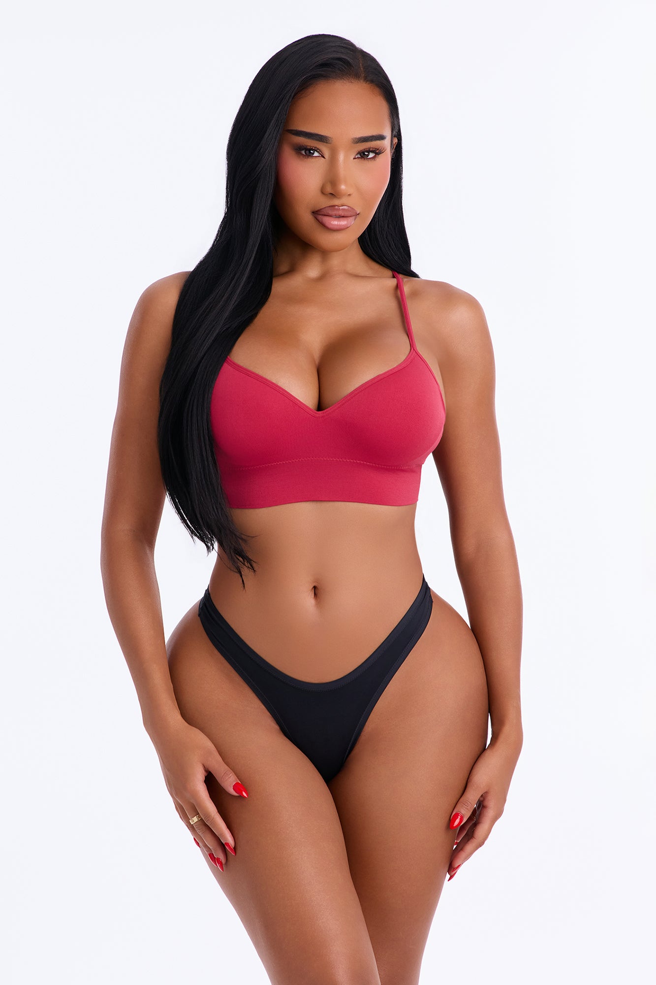 Close For Comfort Seamless Wireless Deep Plunge Bra - Burgundy