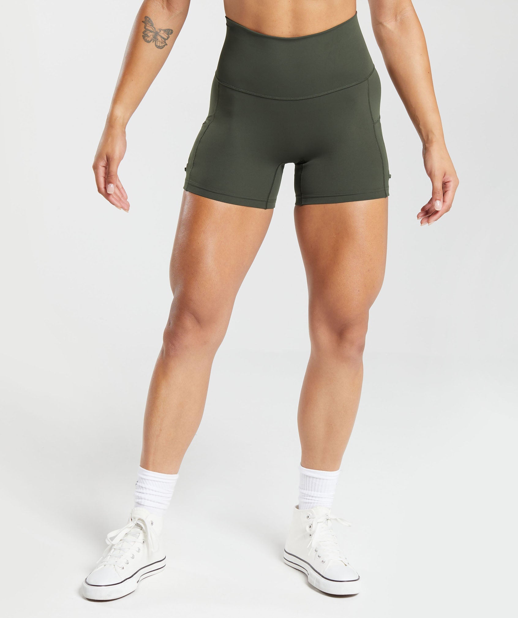 Gymshark Legacy Logo Tight Shorts - Deep Olive Green