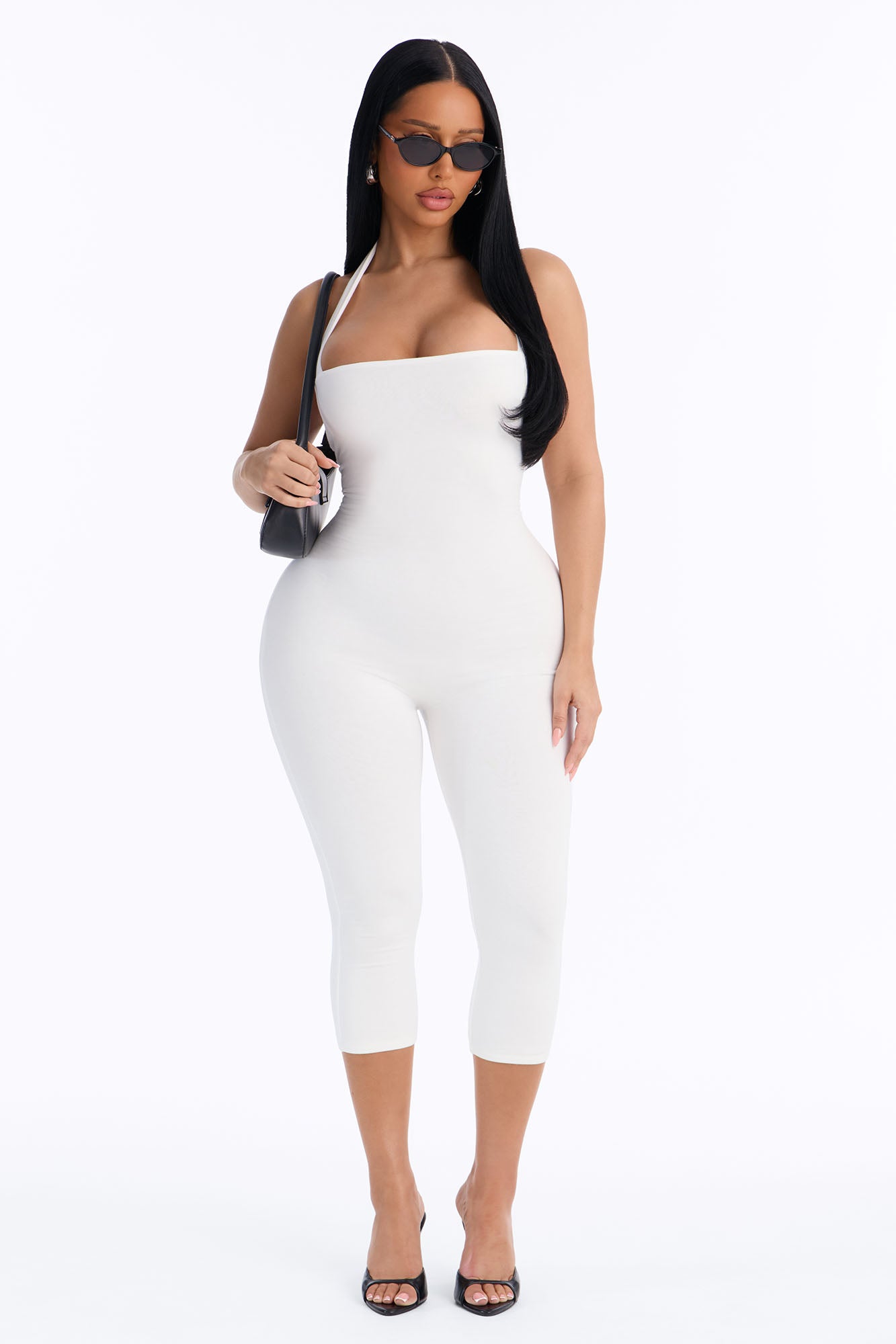 Ria Premium Modal Capri Jumpsuit - White