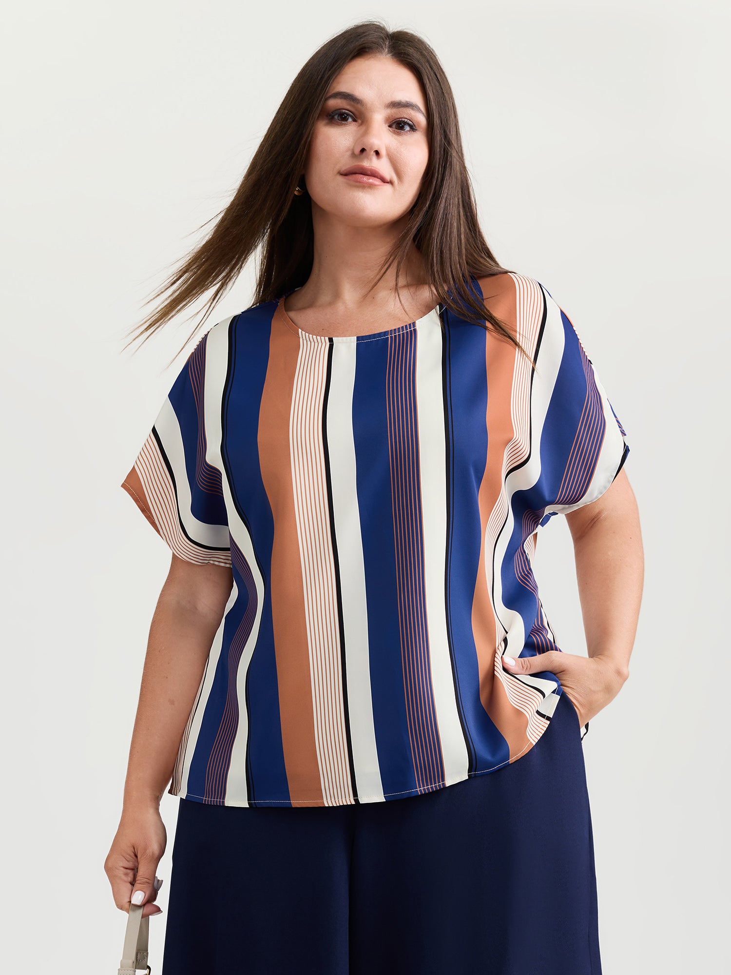 Colorful Stripes Lined Breathable Blouse
