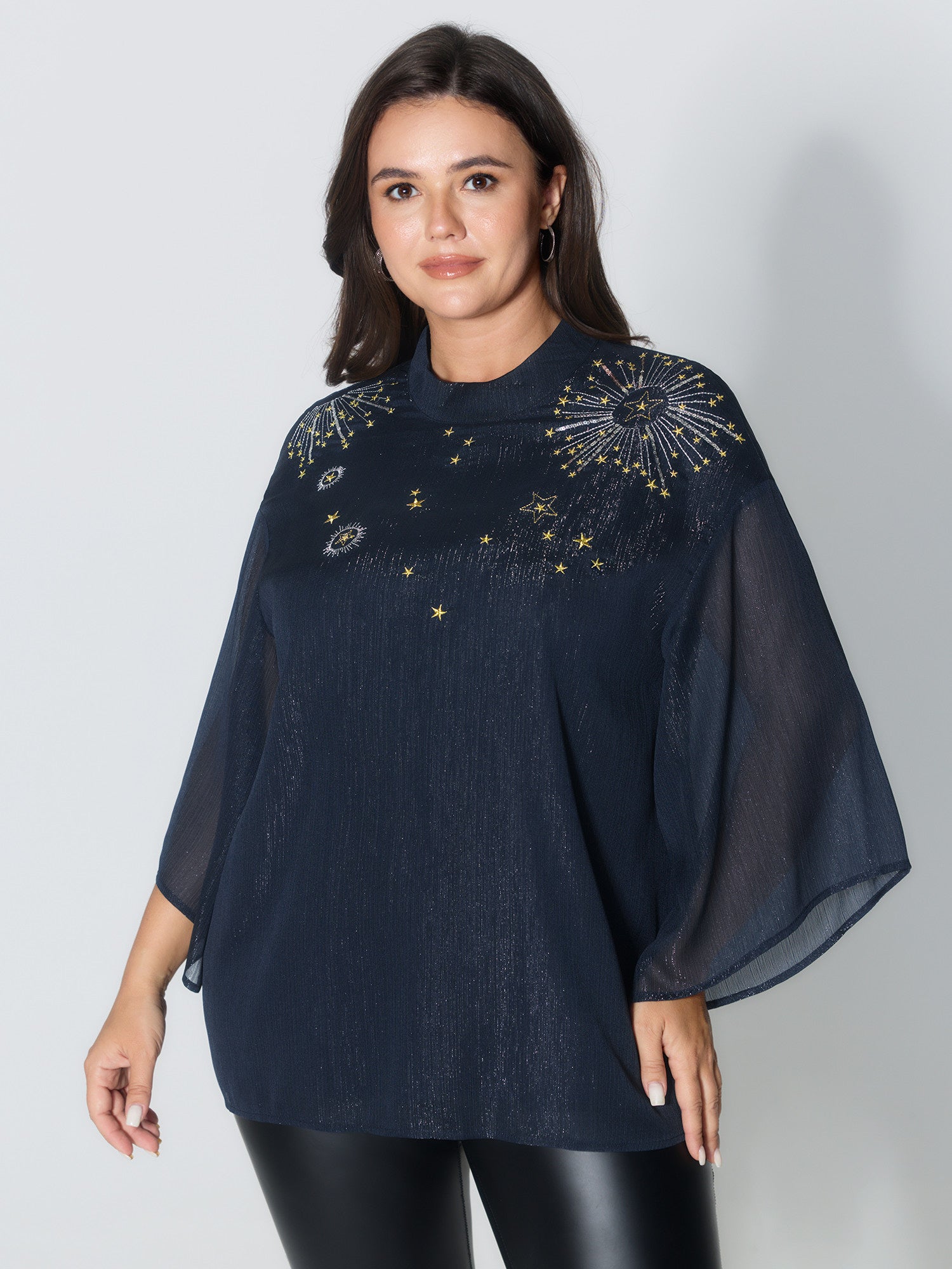 Floral Bead Embroidery Starry Blouse