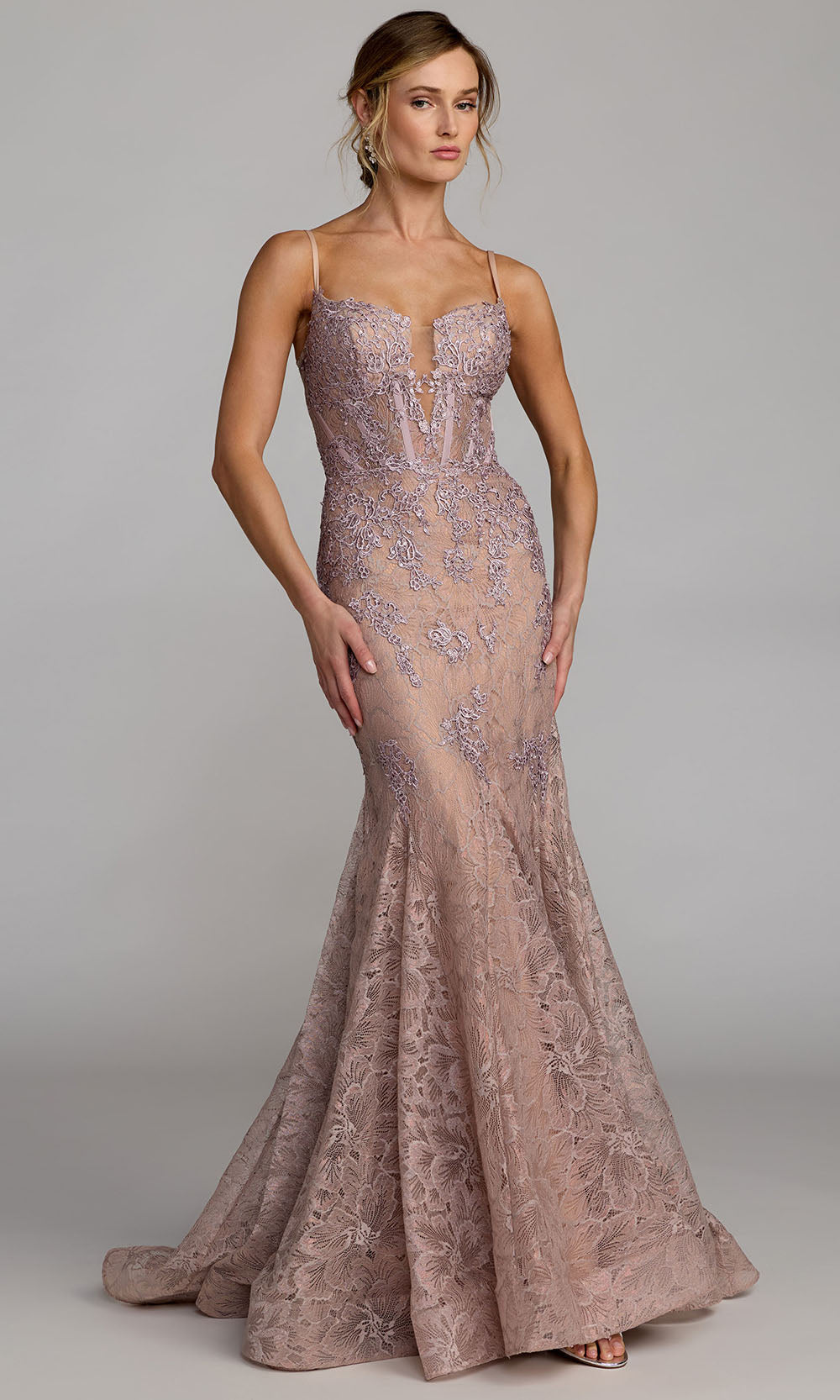Mac Duggal 79252 - Mermaid Skirt Embroidered Lace Prom Gown