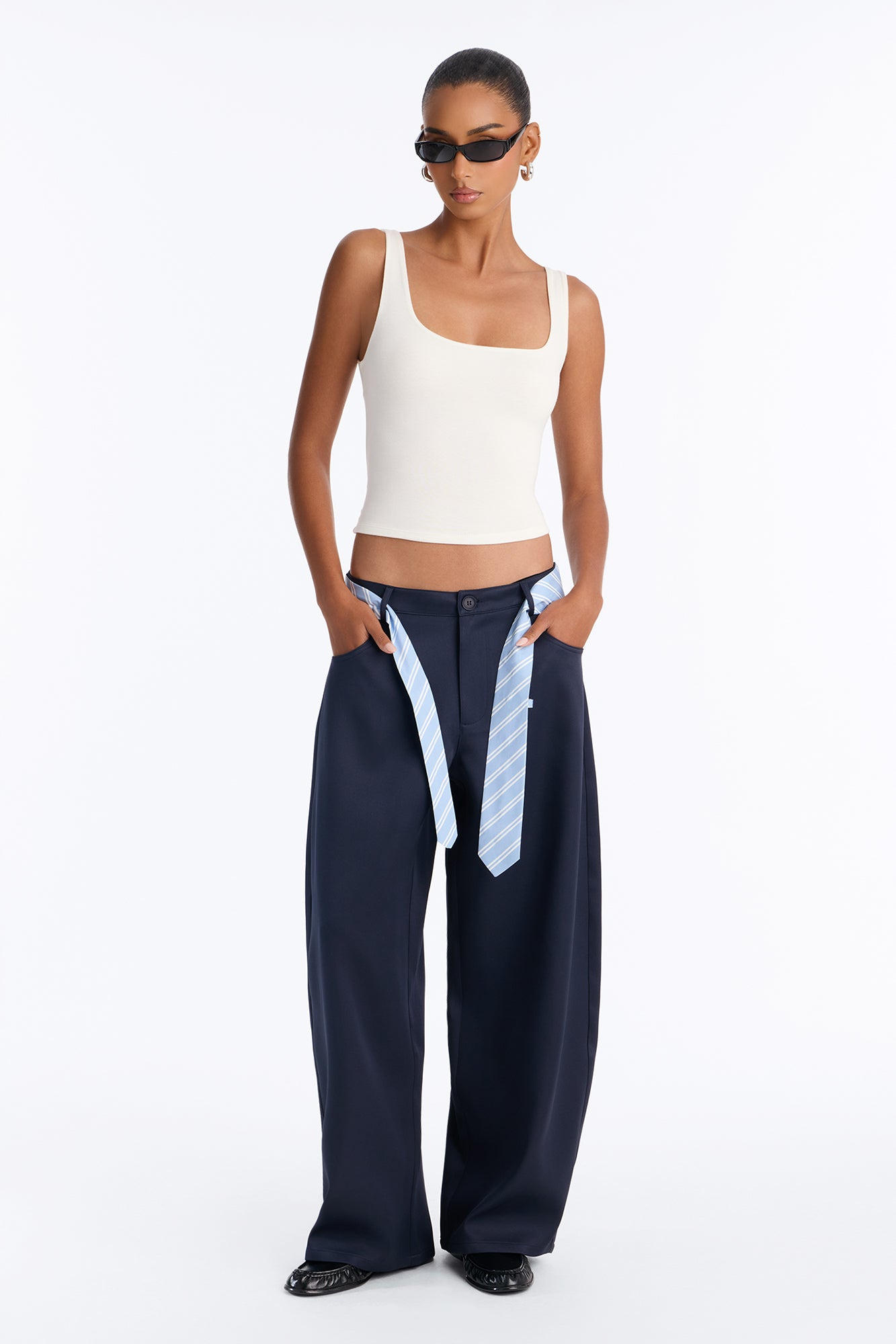 All Tied Up Barrel Leg Trouser - Navy