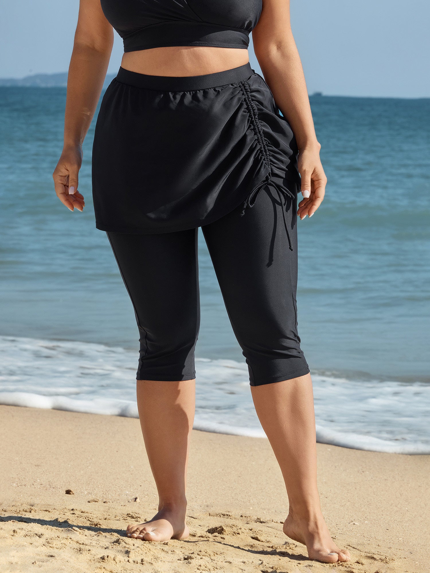 2-in-1 Knotted Pockets Swim Bottoms