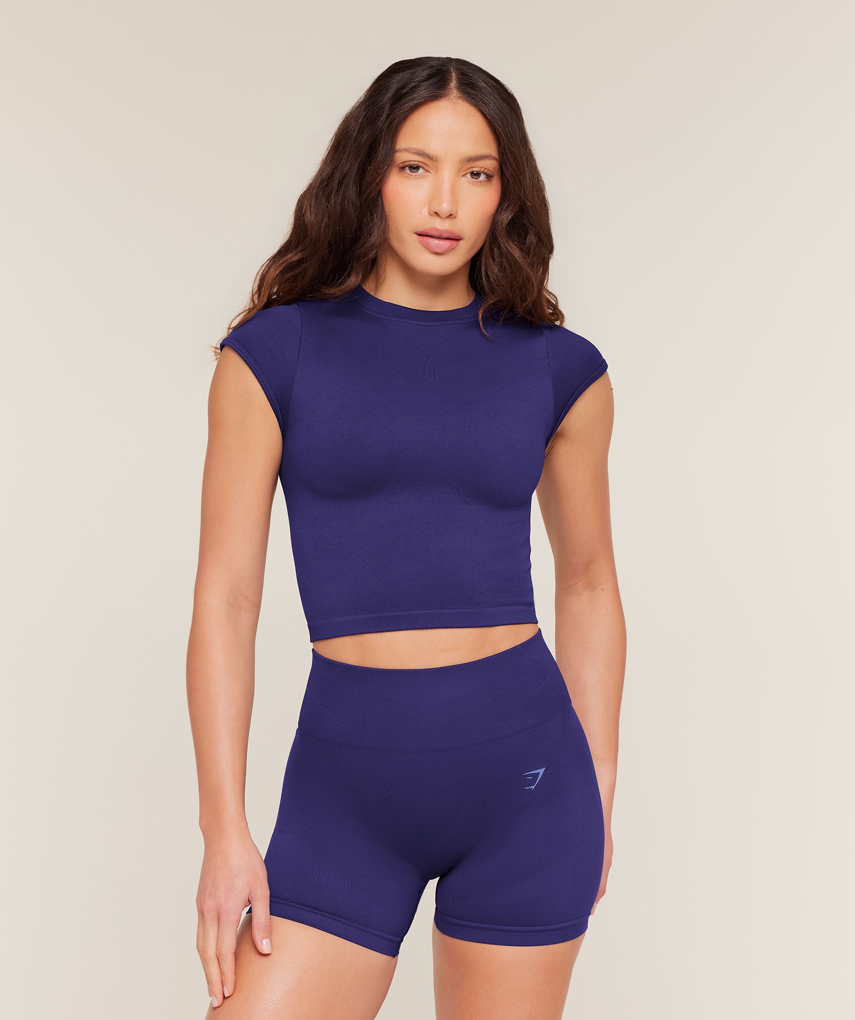 Gymshark Poise Crew Neck Short Sleeve Top - Indigo Purple