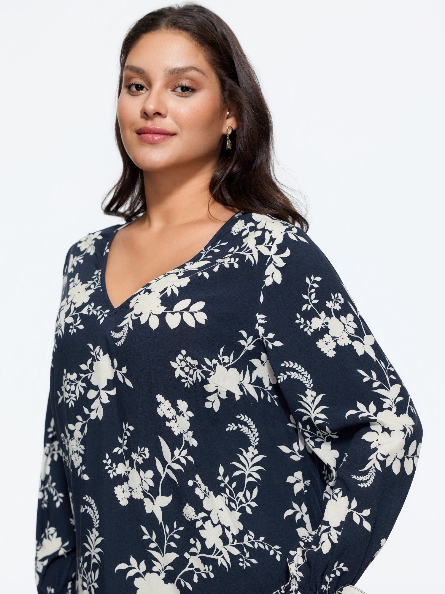 Floral Print Tie Cuff Detail Blouse