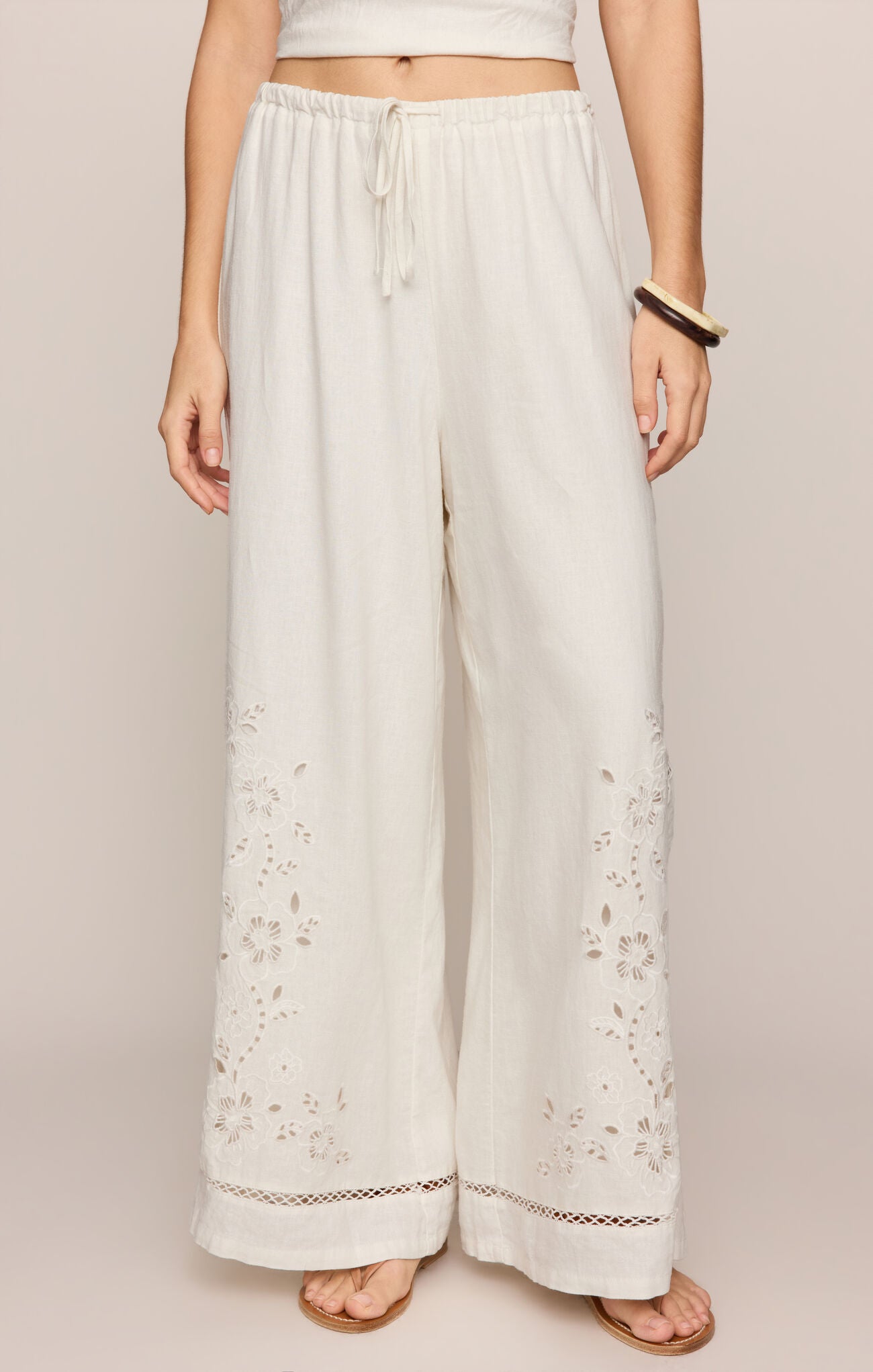 Z Supply White Sid Embroidered Woven Pant