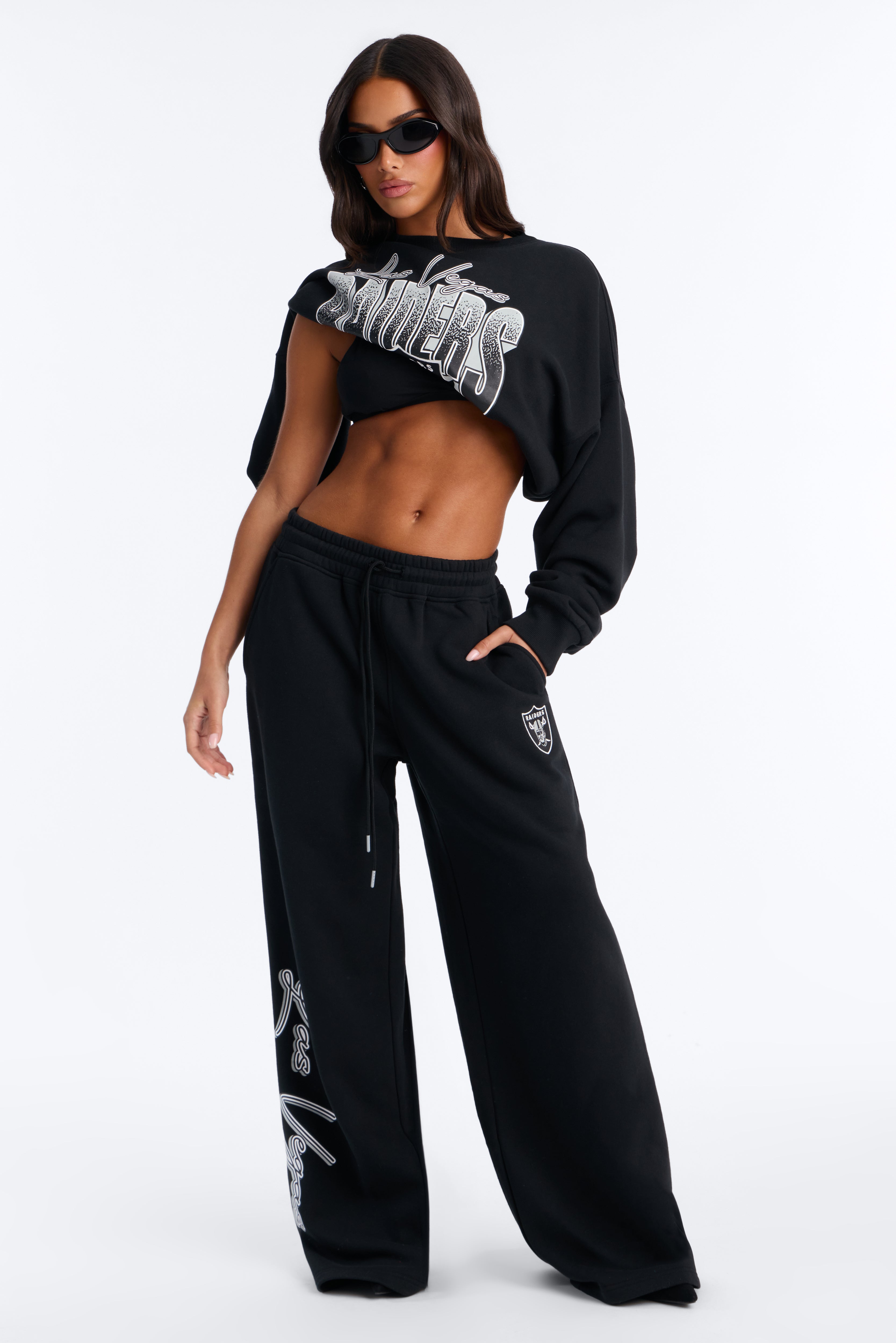 NFL Raiders Wide Fleece Sweatpant - Black