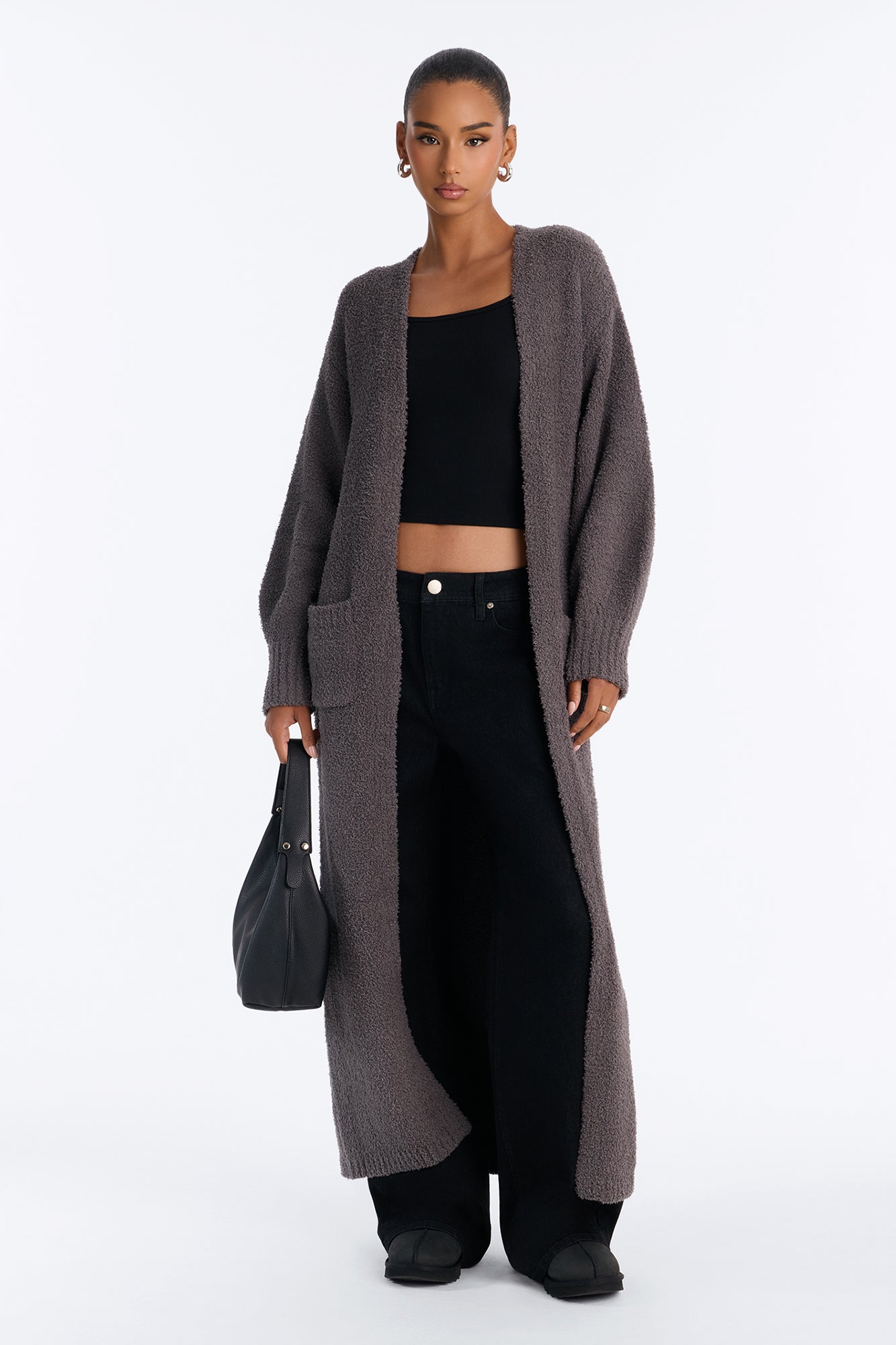 Living In It Cardigan - Charcoal