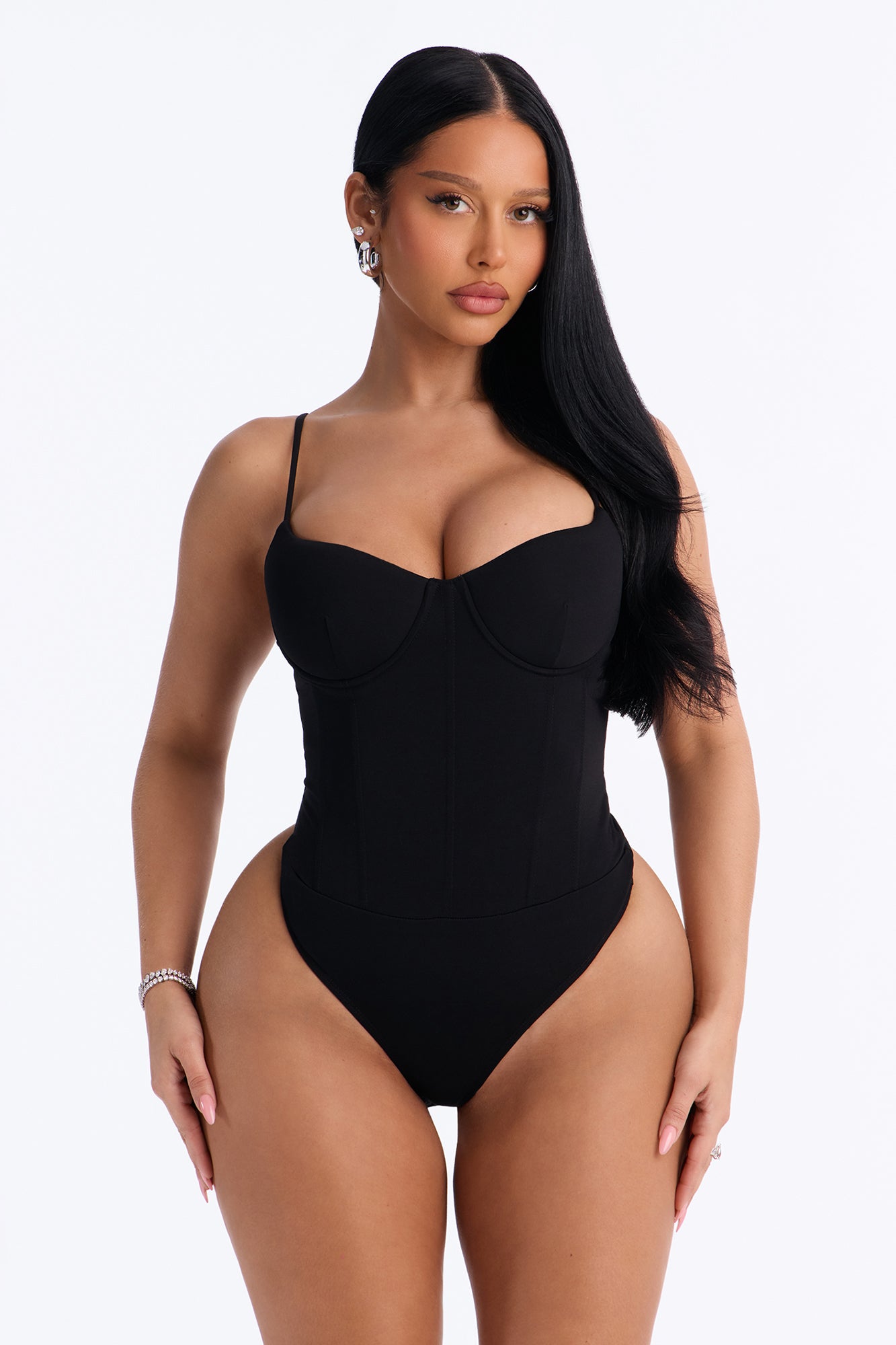 No Rules Padded Spaghetti Strap Bodysuit - Black