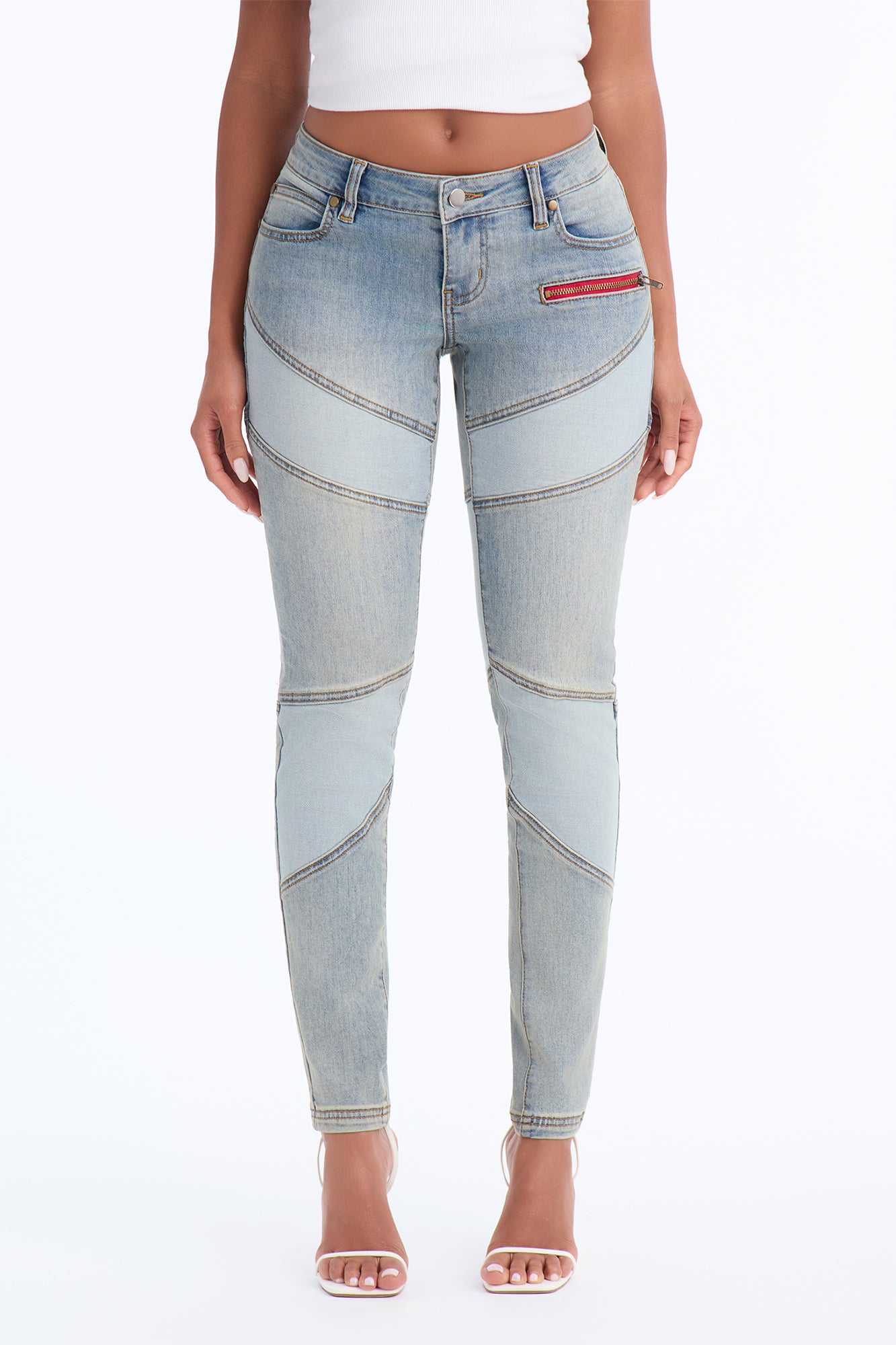Behind The Scenes Stretch Low Rise Skinny Jeans - Light Wash