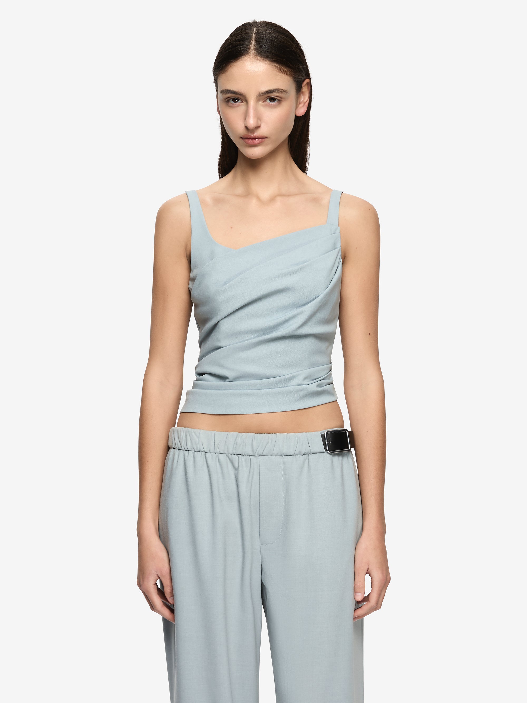 SELINA ASYM TOP - STONE BLUE