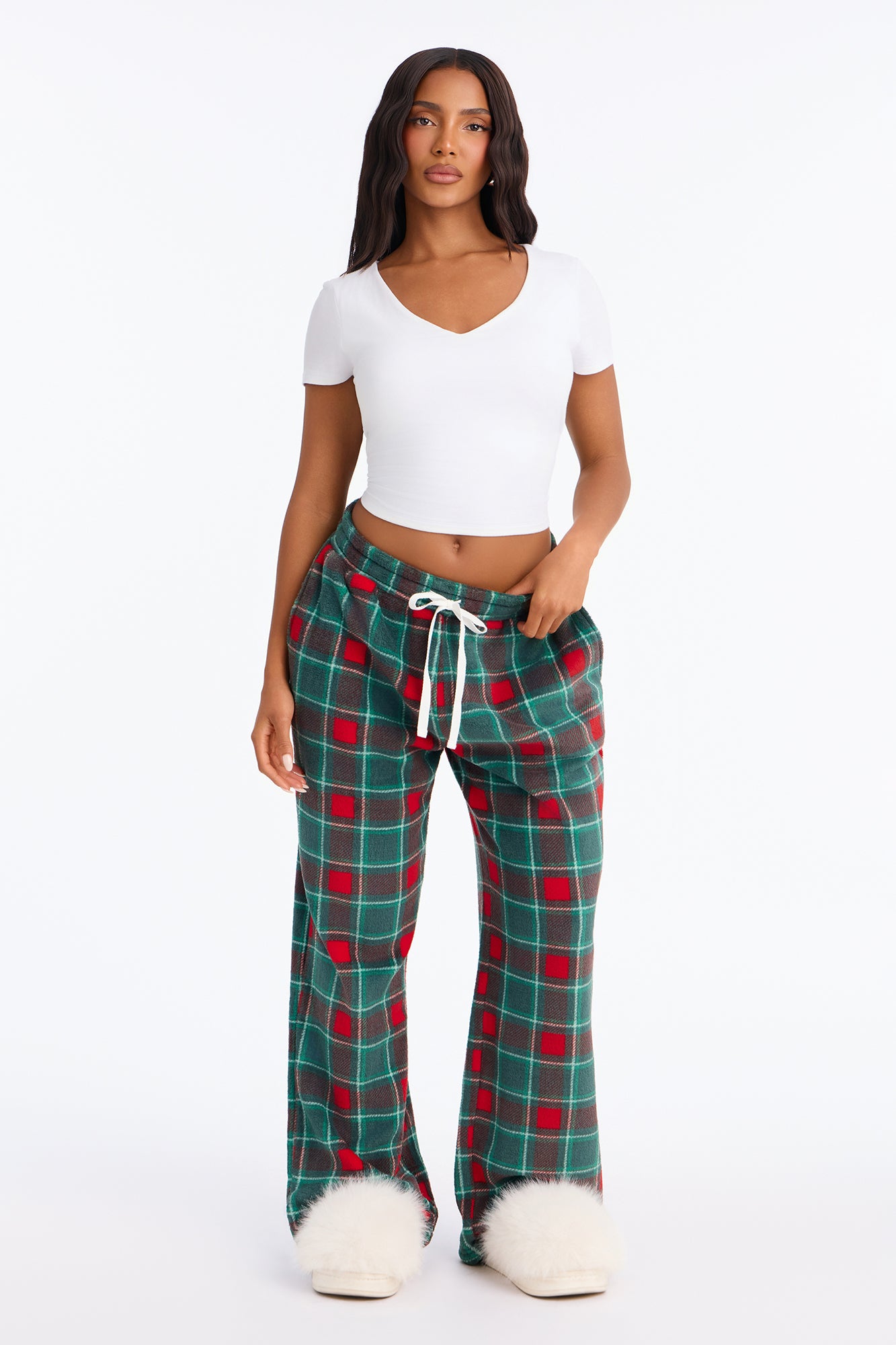 Cozy Cabin Cutie Plush PJ Pants - Green/combo
