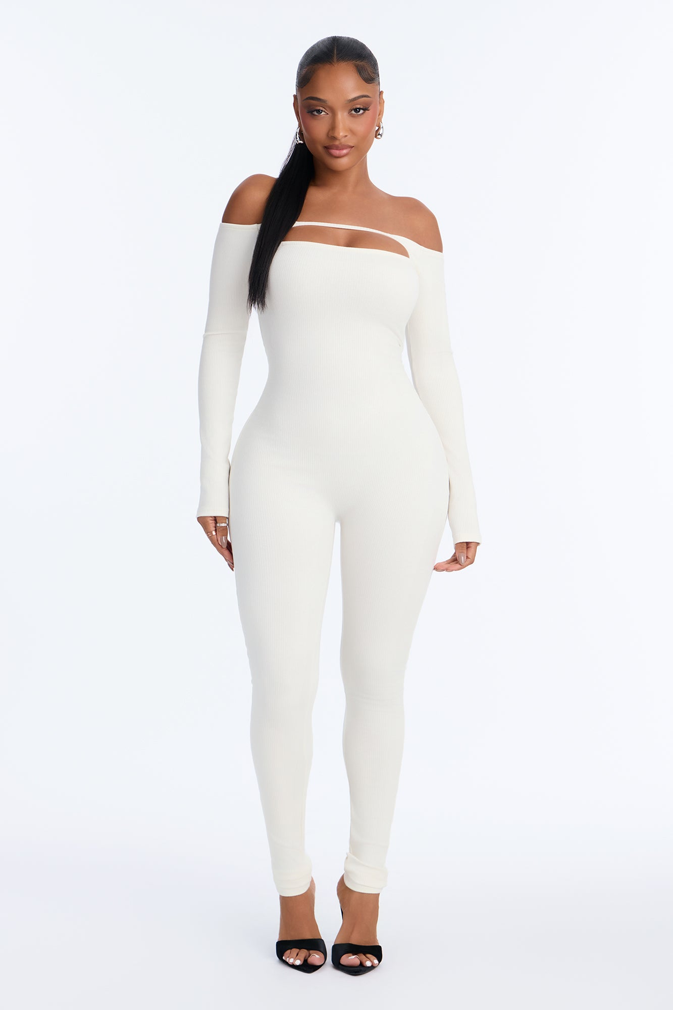 Lola Snatched Off Shoulder Jumpsuit - Off White