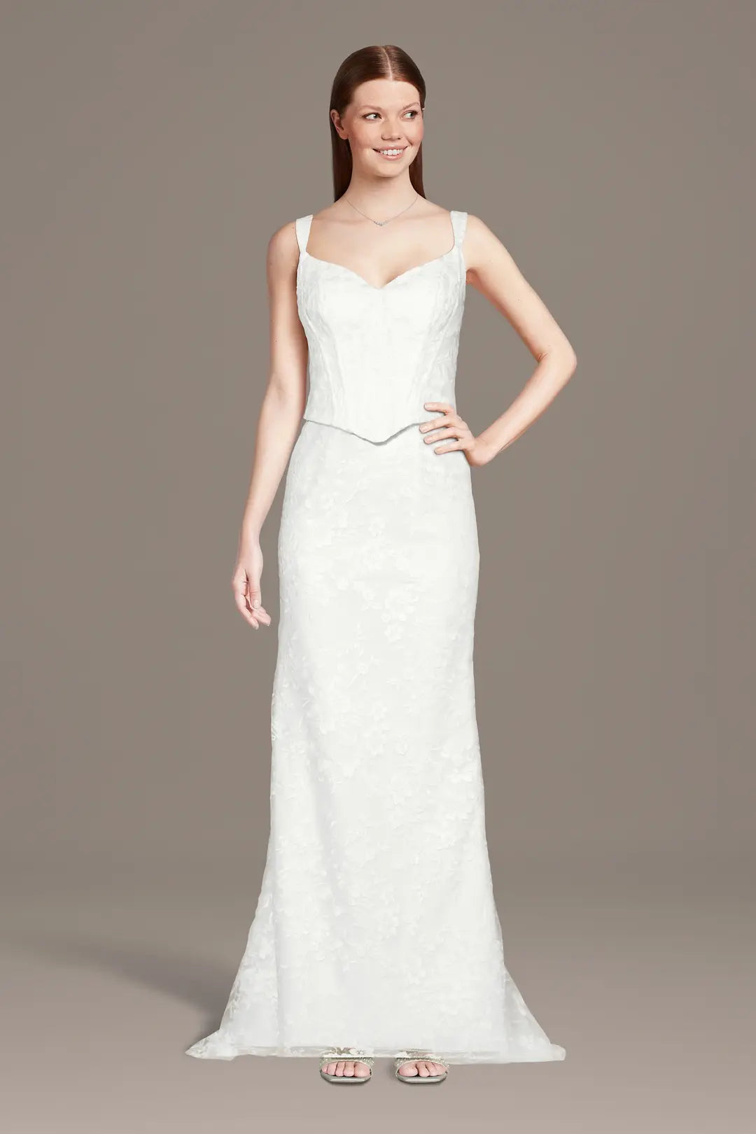 Tank Faux Two-Piece Lace Sheath Wedding Dress