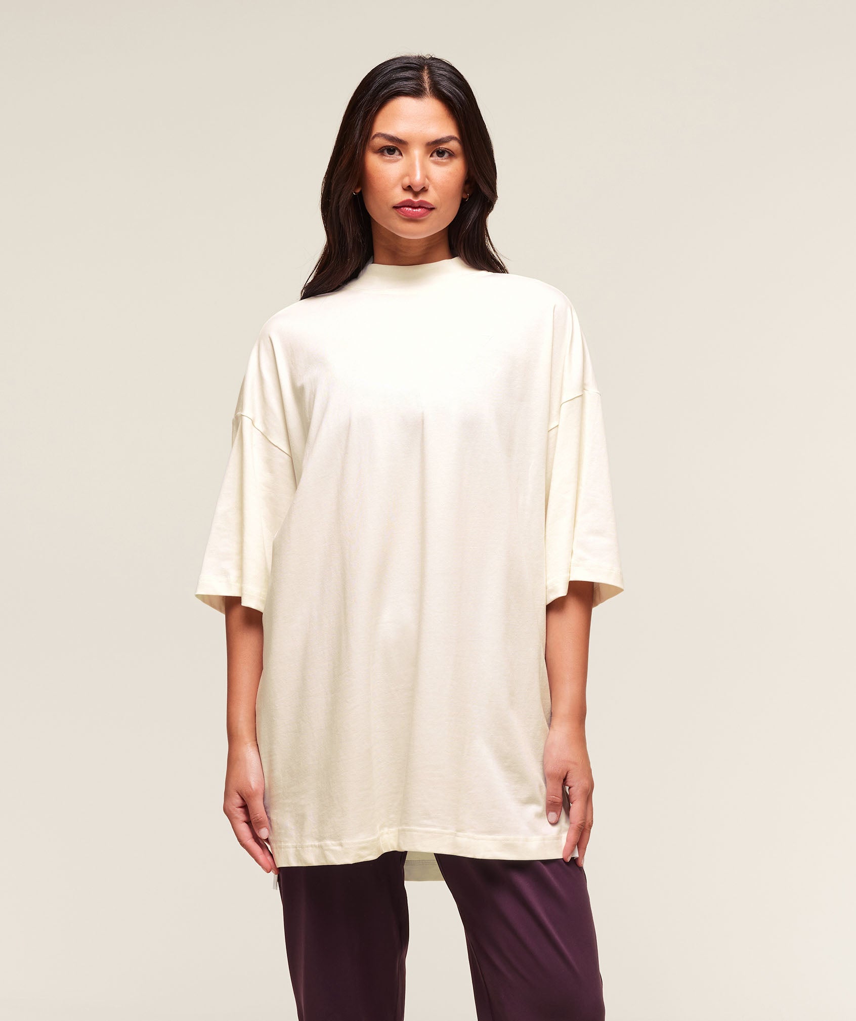 Gymshark Covered Longline Cotton T-Shirt - Soft White