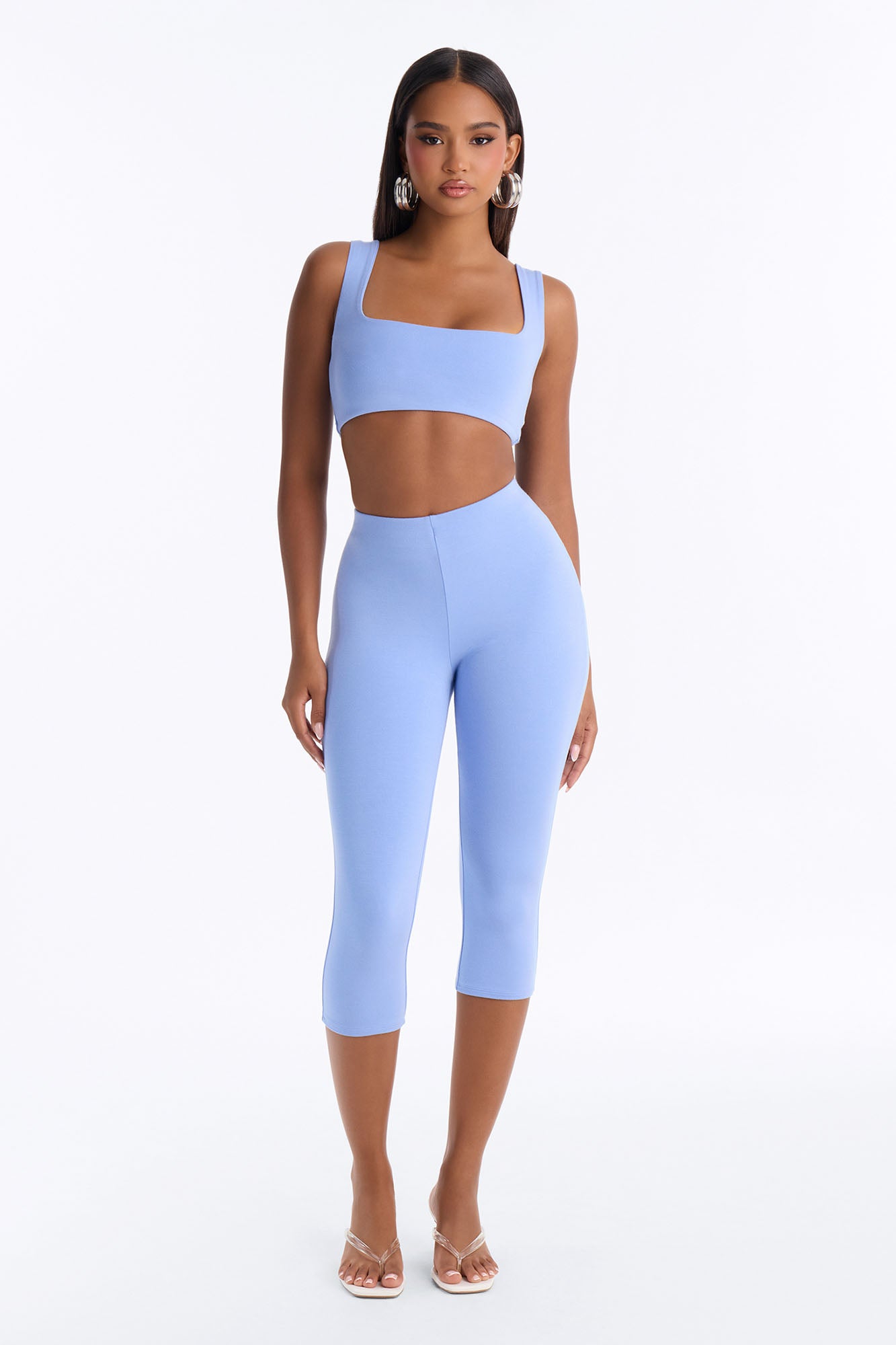 Vivian Premium Modal Capri Set - SkyBlue