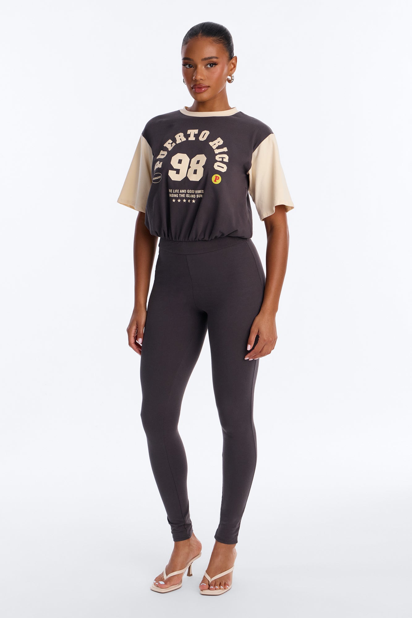 Throw It On Graphic Jumpsuit - Charcoal/combo
