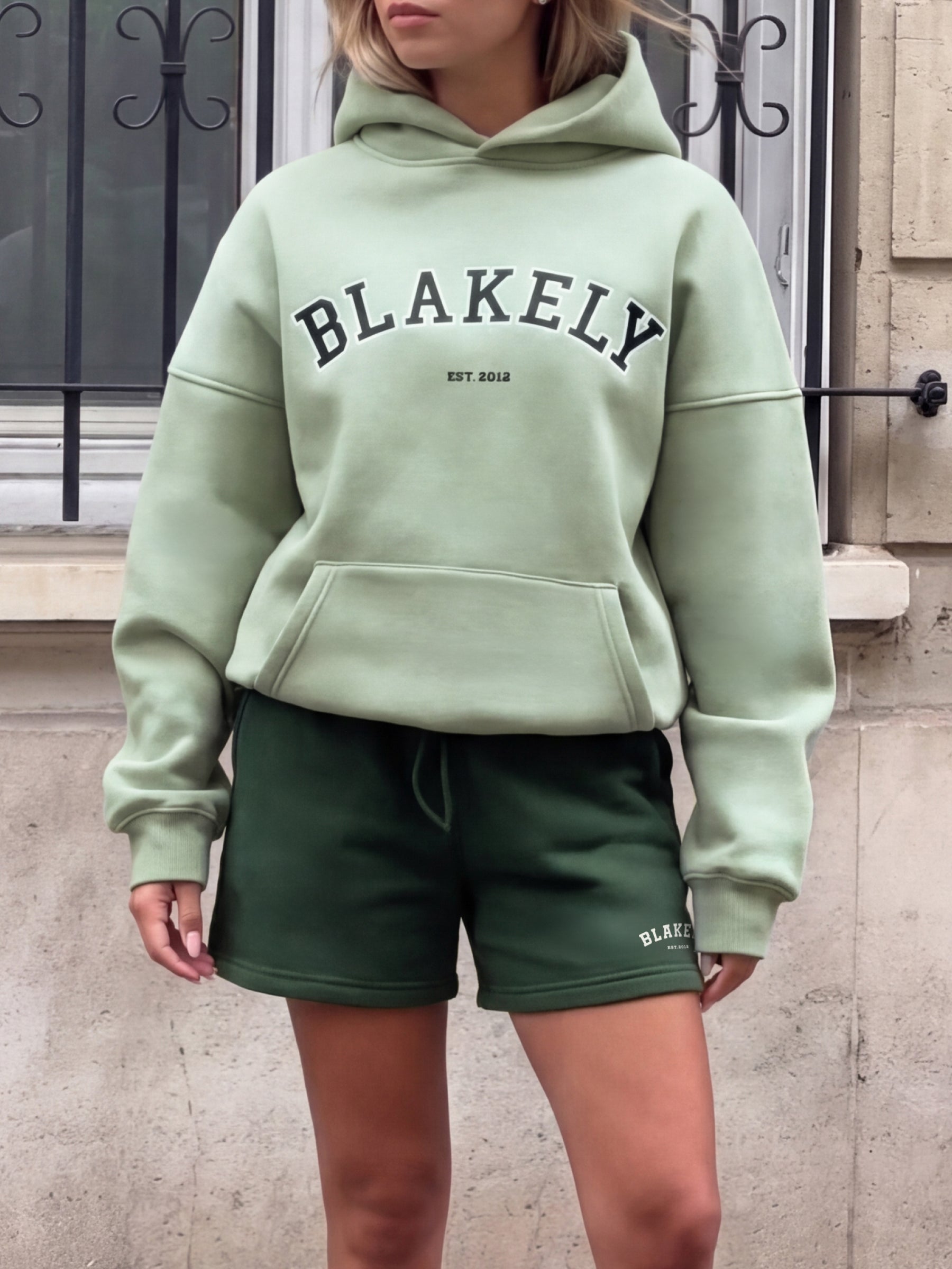 Varsity Oversized Hoodie - Light Green