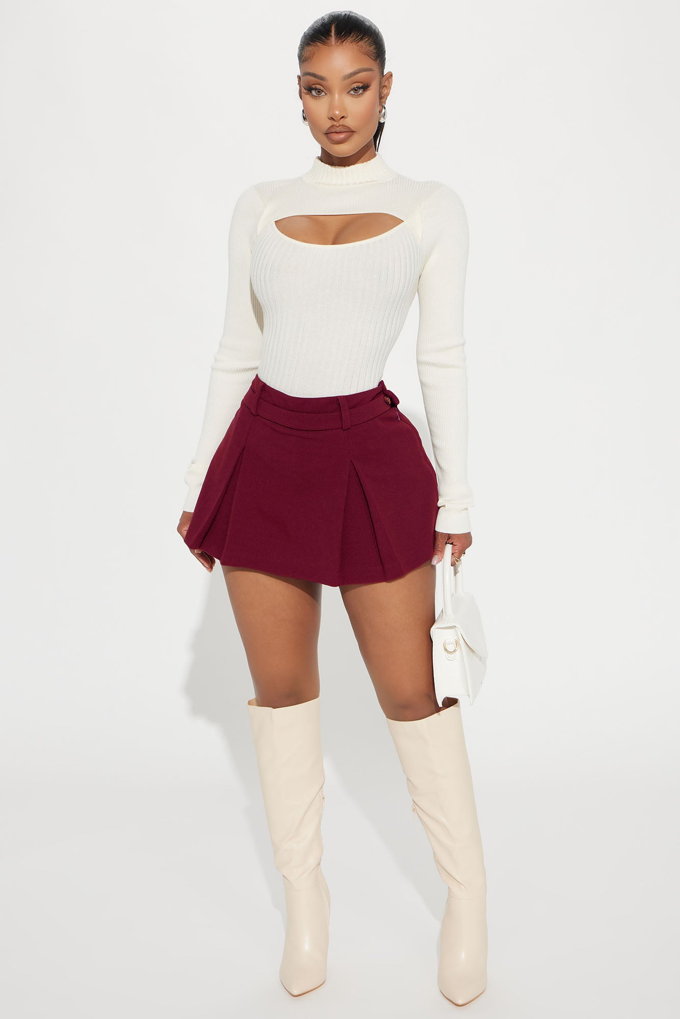 The Way You Want It Pleated Skort - Burgundy