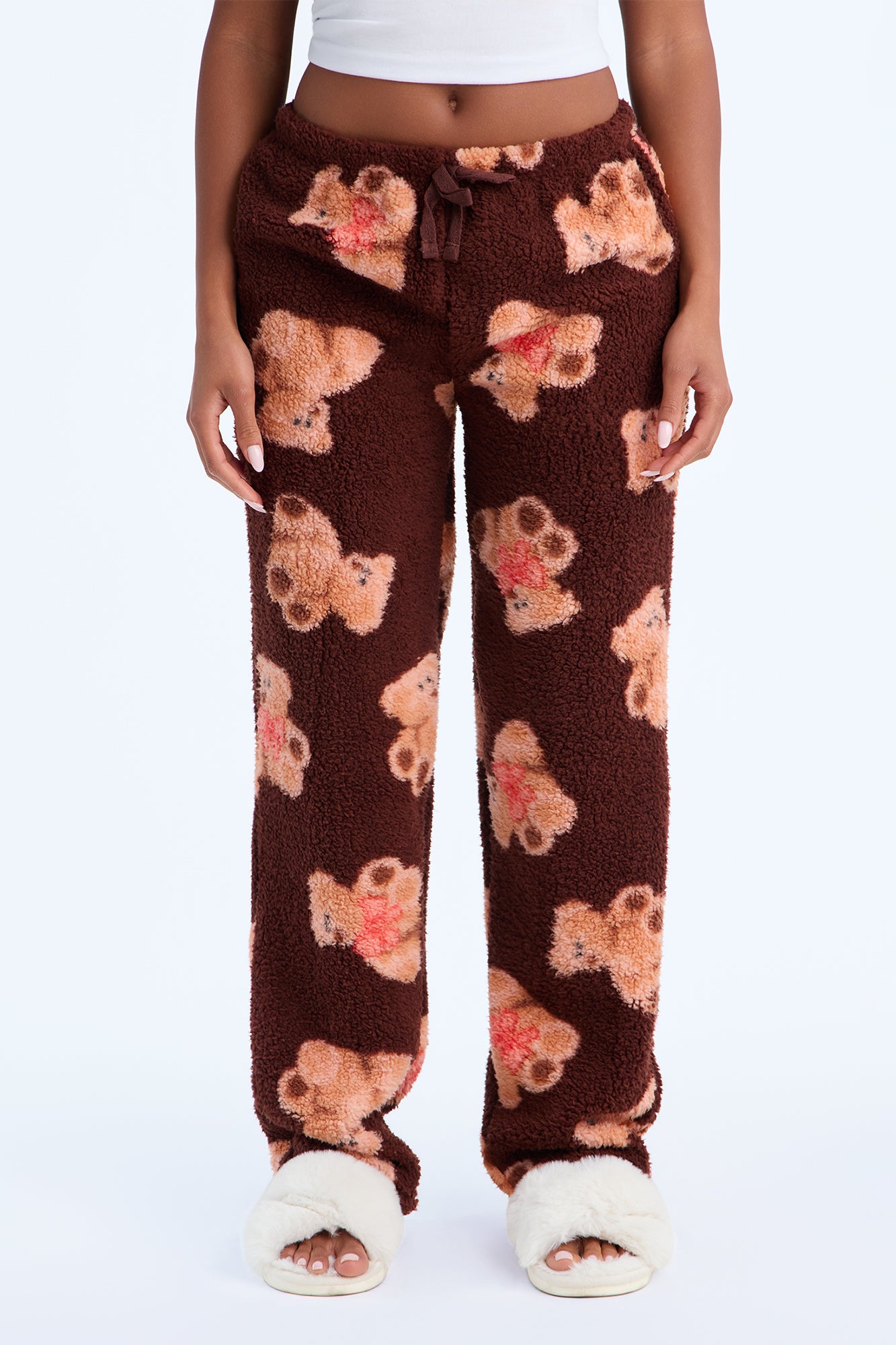 Cuddle Boo Sherpa PJ Pants - Brown/combo