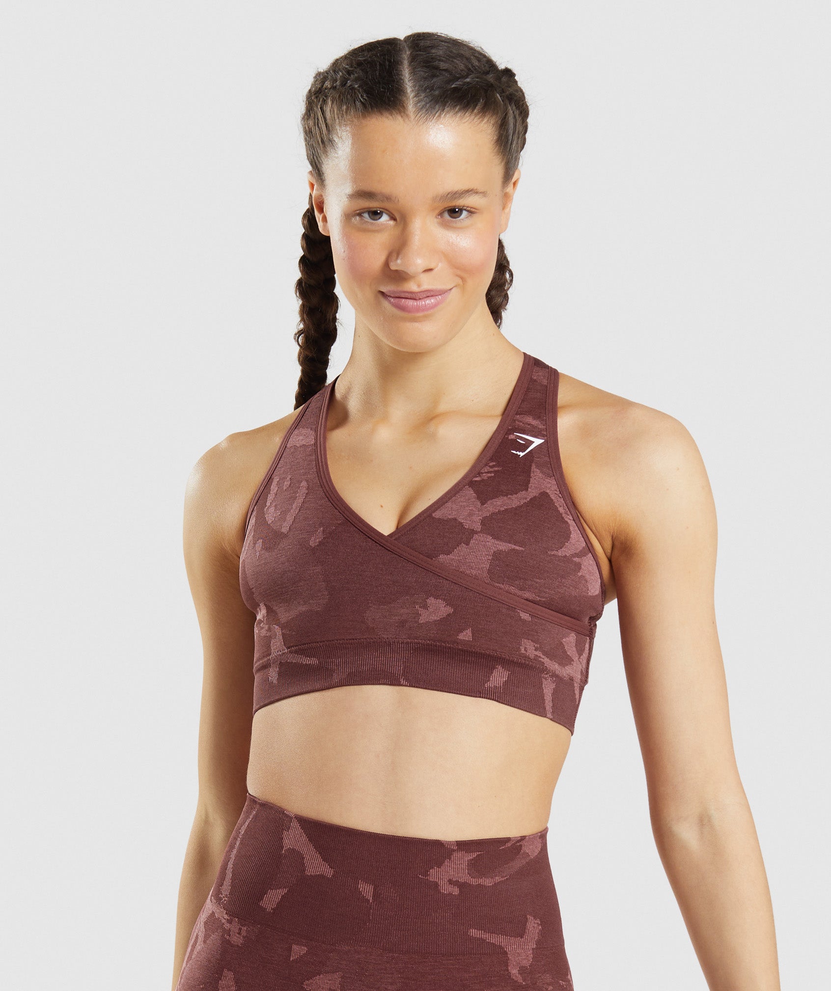 Gymshark Adapt Camo Seamless Sports Bra - Brown