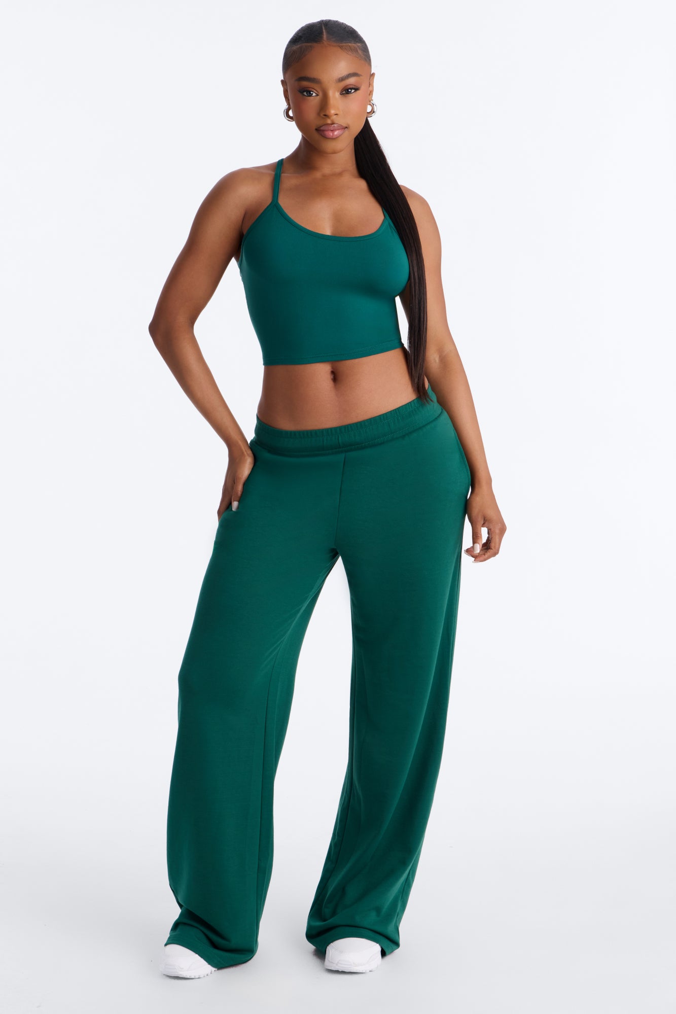 Tiana Wide Leg Pant Set - Hunter