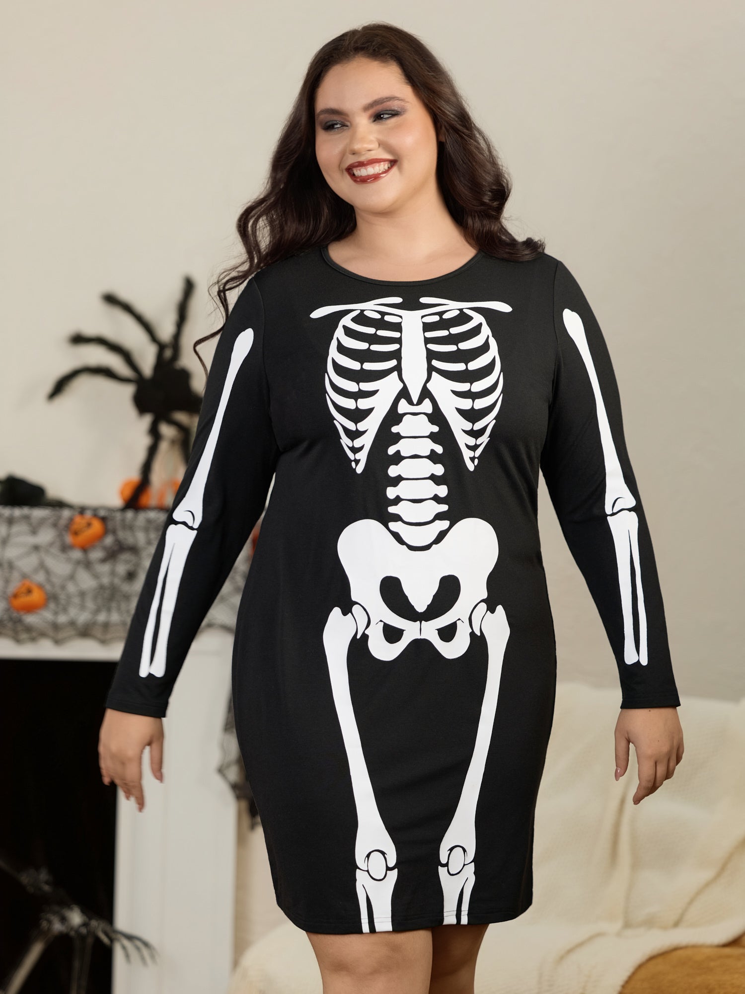 Supersoft Full‑Body Bone Print Crew Neck Nightgown