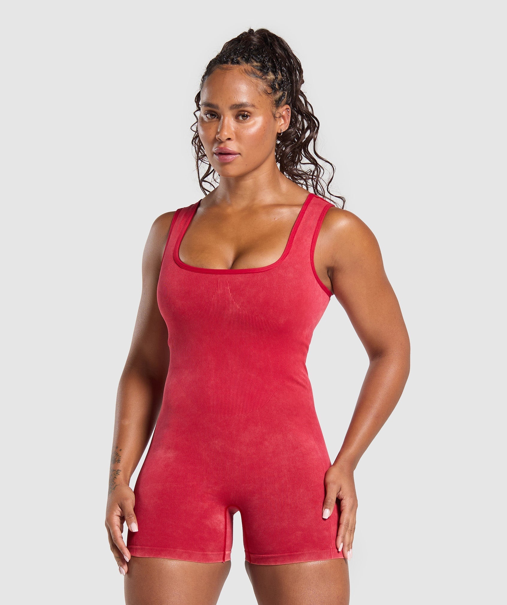 Gymshark Gains Seamless All-In-One - Carmine Red/Wash