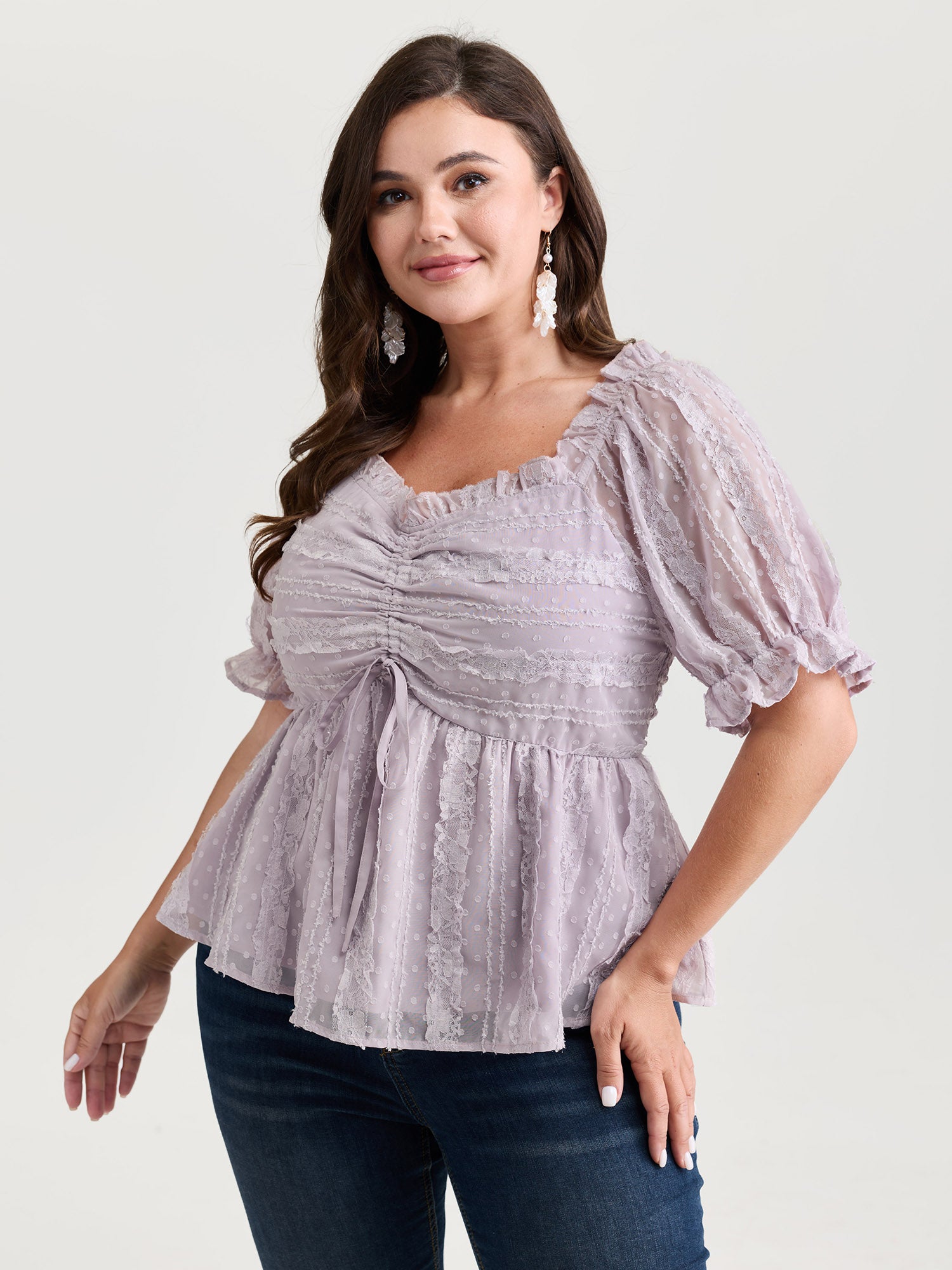 Ruched Adjustable Bodice Backless Tie Blouse