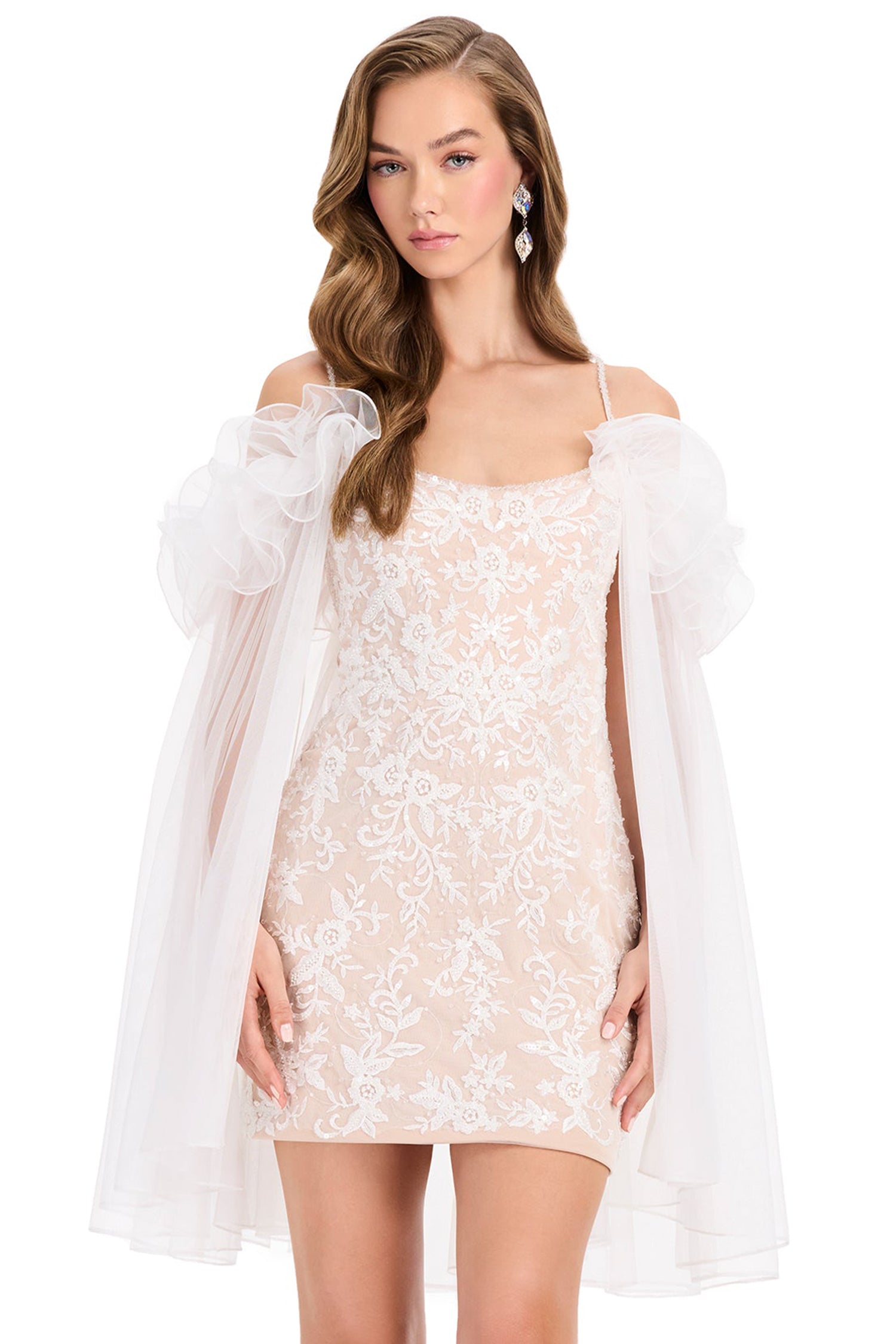 Ashley Lauren E40008 Embroidered Floral Bodycon Cocktail Dress
