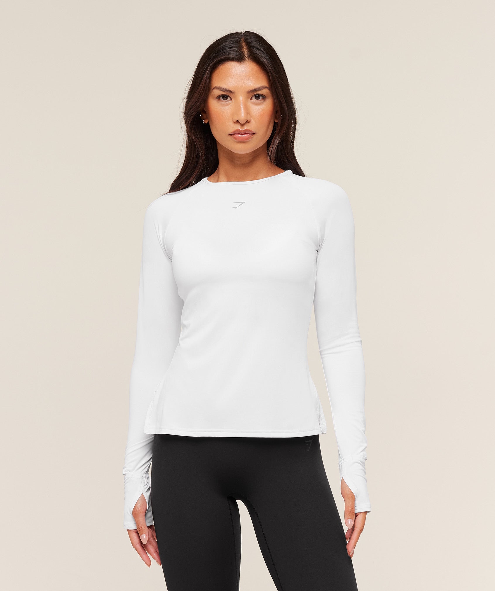 Gymshark Running Back Vent Long Sleeve Top - White