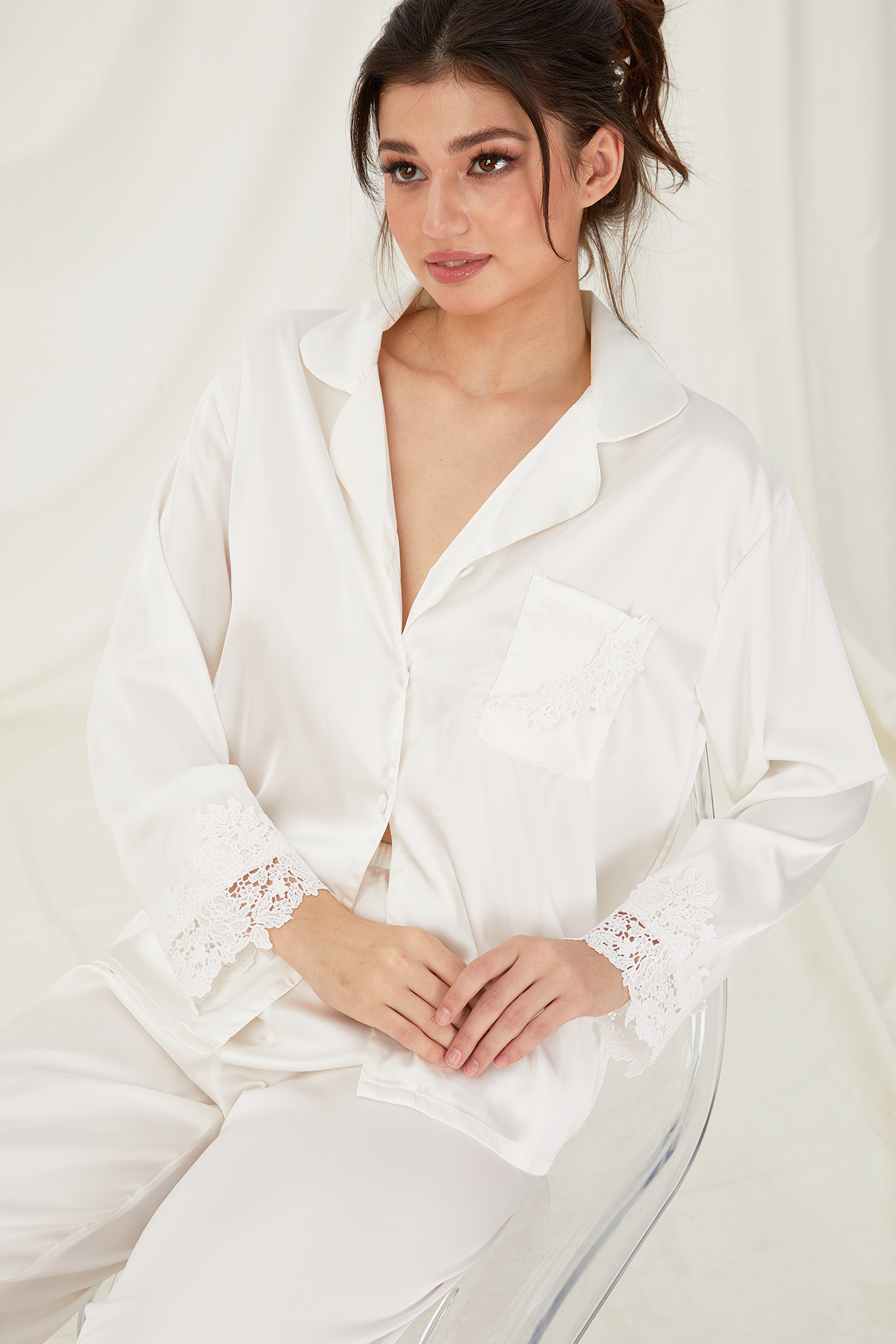 Bridal Sleepwear with White Lace Details