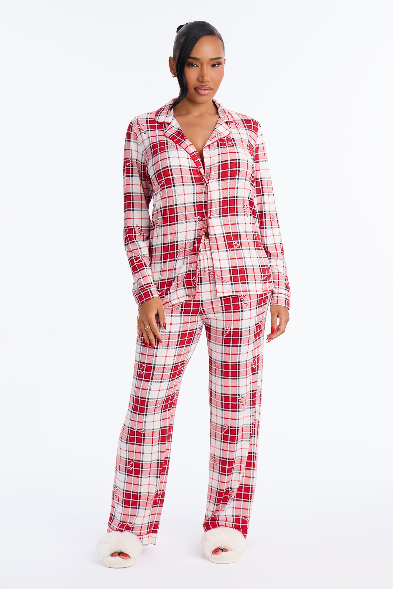 Candy Cane Christmas PJ Pant Set - Red/White