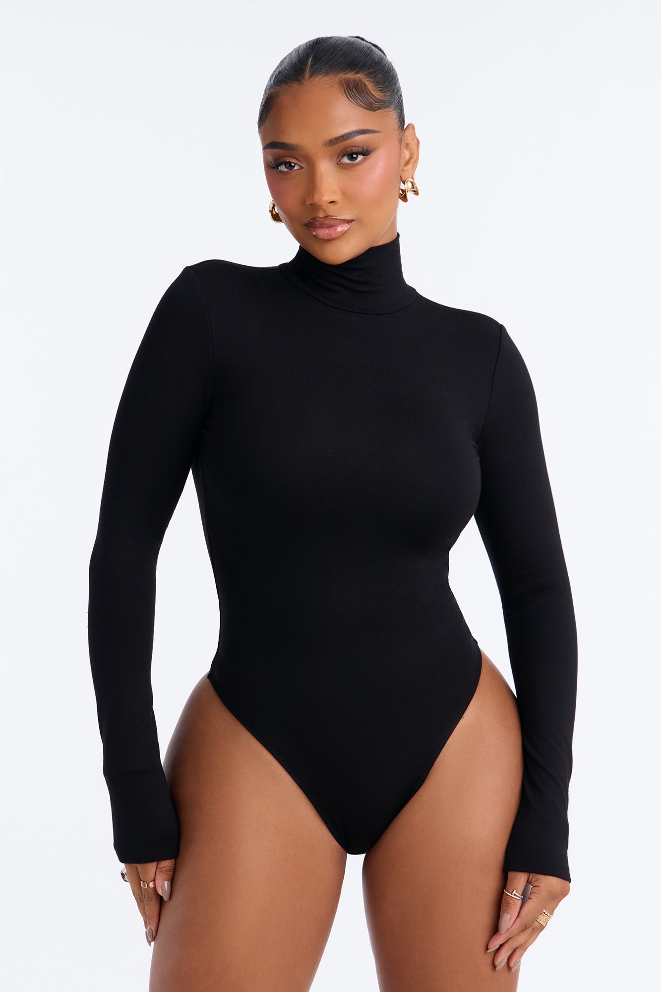 Candice Premium Modal Turtleneck Bodysuit - Black