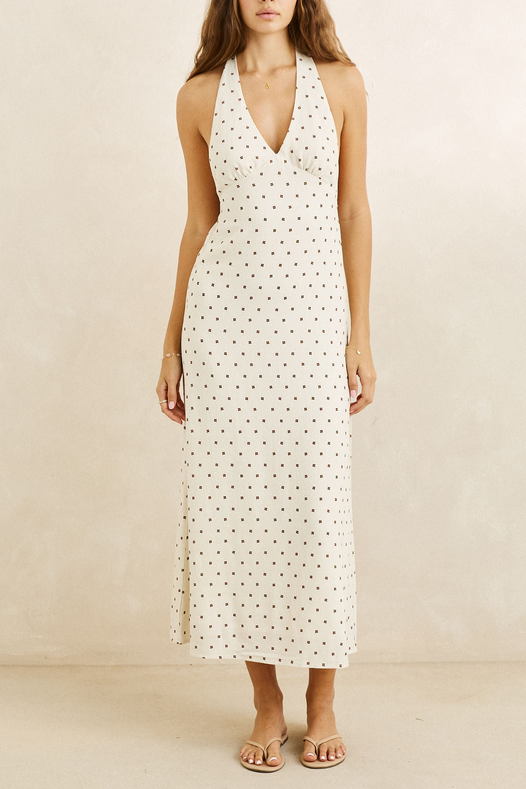 Rhythm Cream Sandy Halter Neck Maxi Dress
