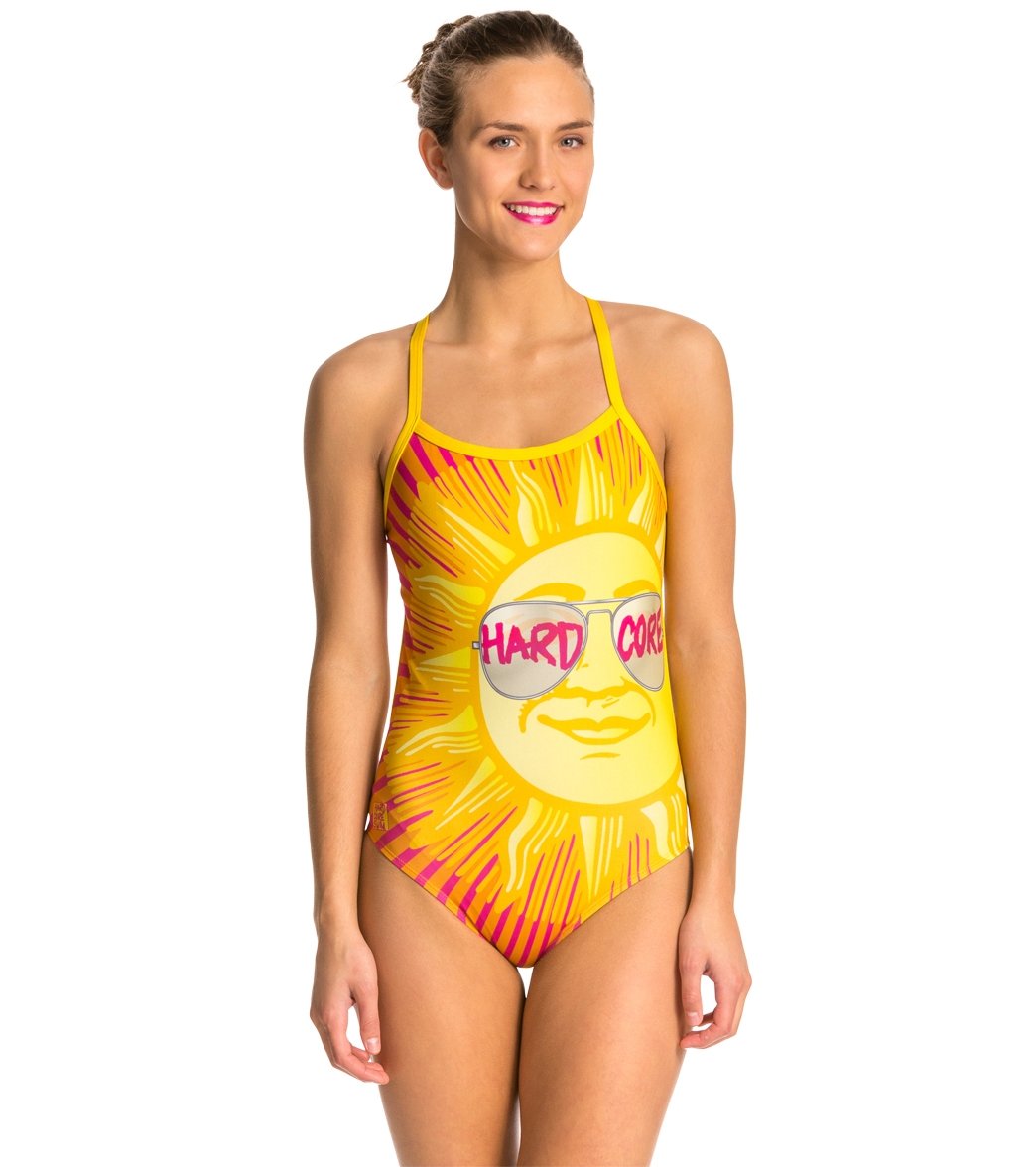 HARDCORESPORT Women's Shades Yellow Cali Back One Piece Swimsuit