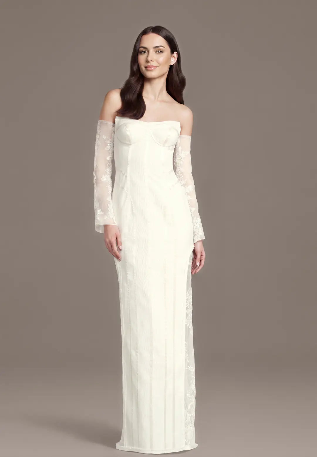 Project Runway Corded Lace Sheath Wedding Dress