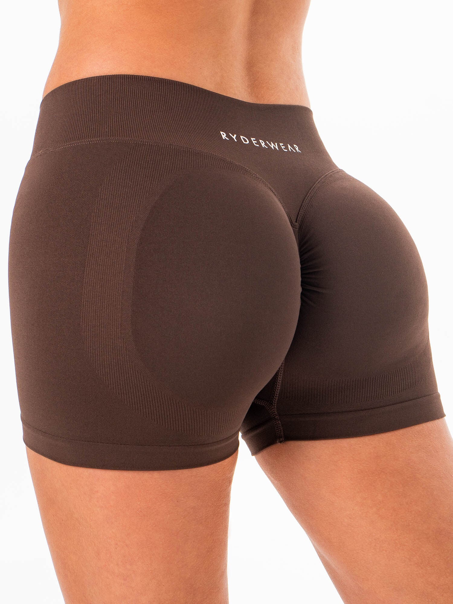 Sculpt Seamless Mini Mid Rise Shorts - Chocolate