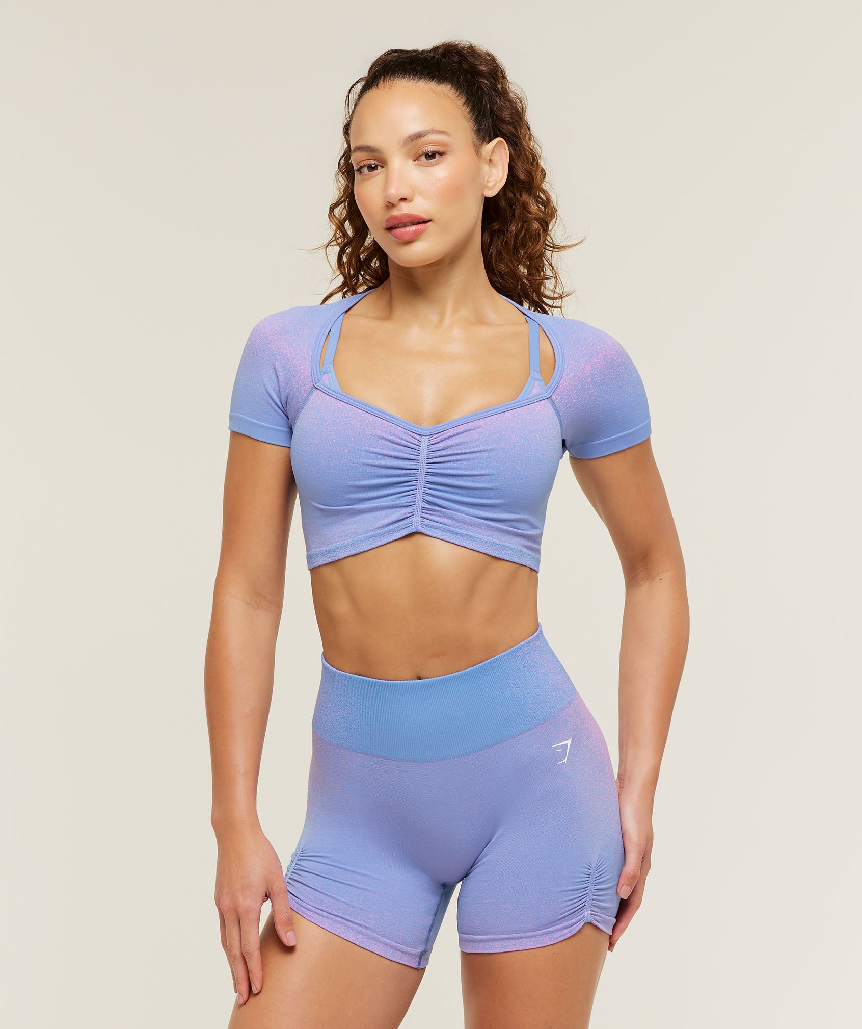 Gymshark Blush Seamless Short Sleeve Top - Steady Purple/Focus Pink