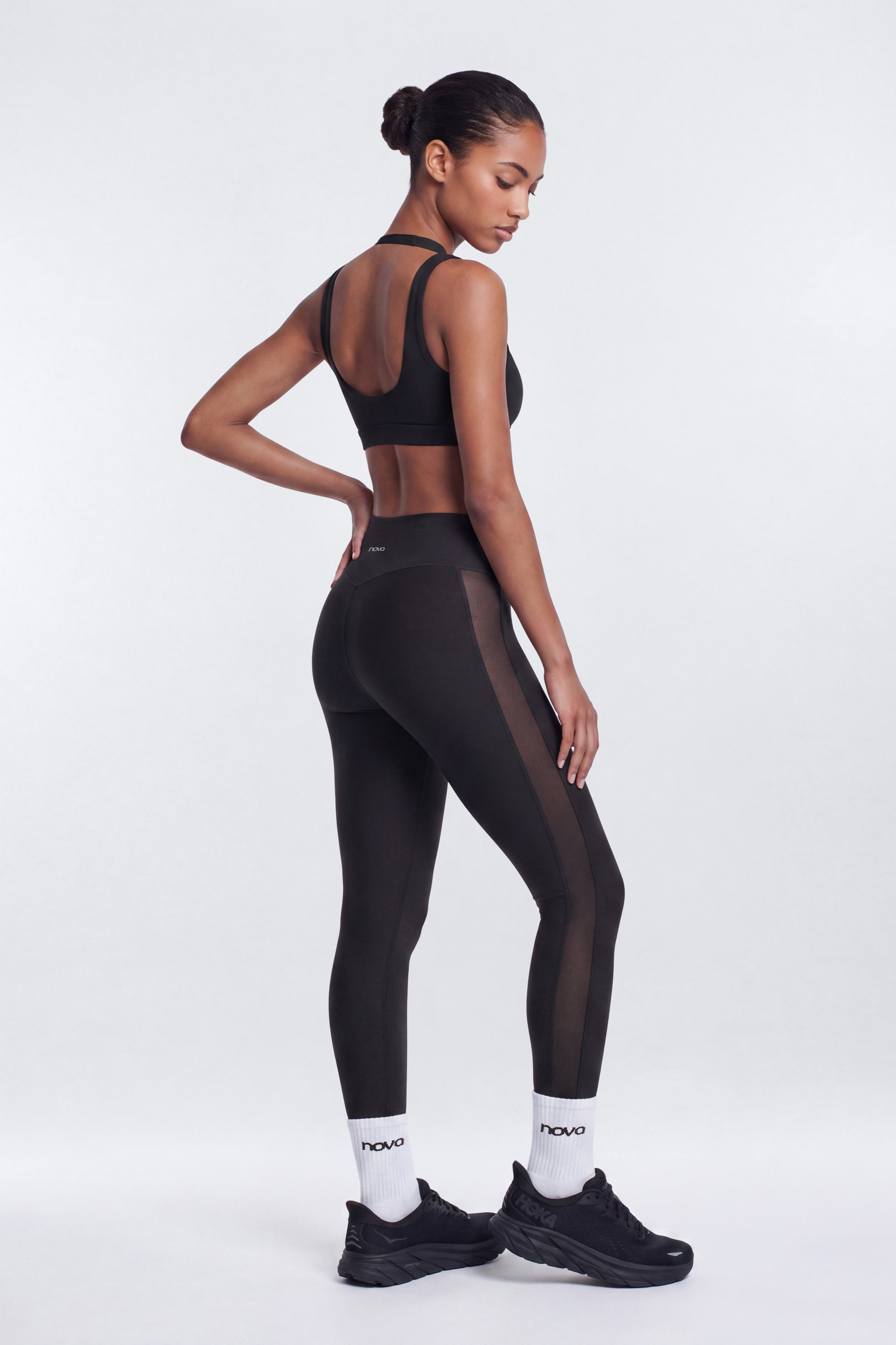 AirSculpt™ 28″ High Rise Mesh Panel Legging - Black