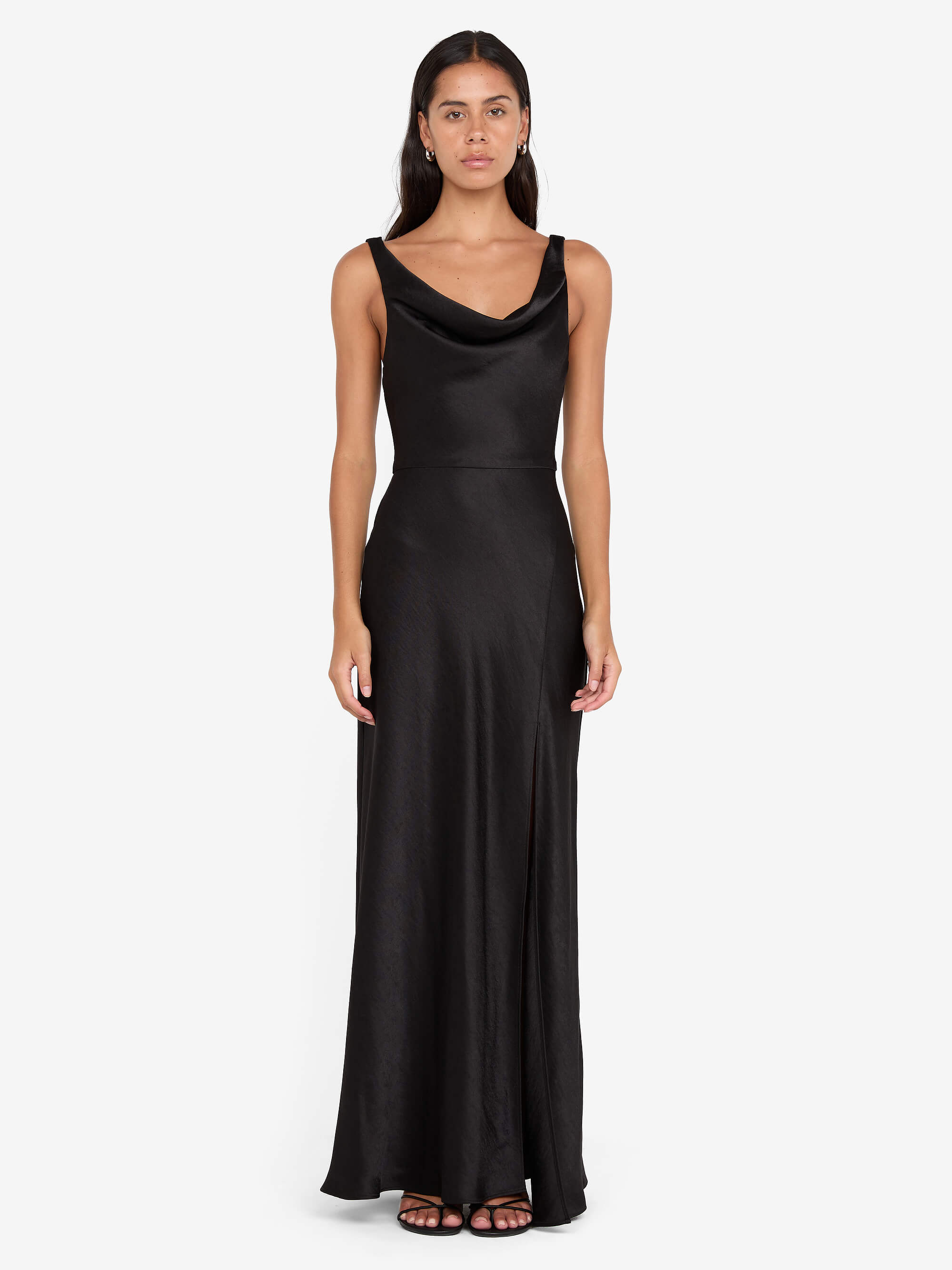 AUSTEN COWL NECK MAXI DRESS - BLACK